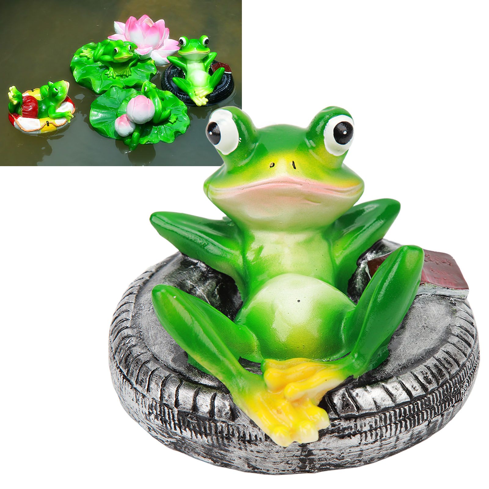 Frog Pond Ornaments Resin Colorfast Easy Float Water Floating Frog Garden view 12