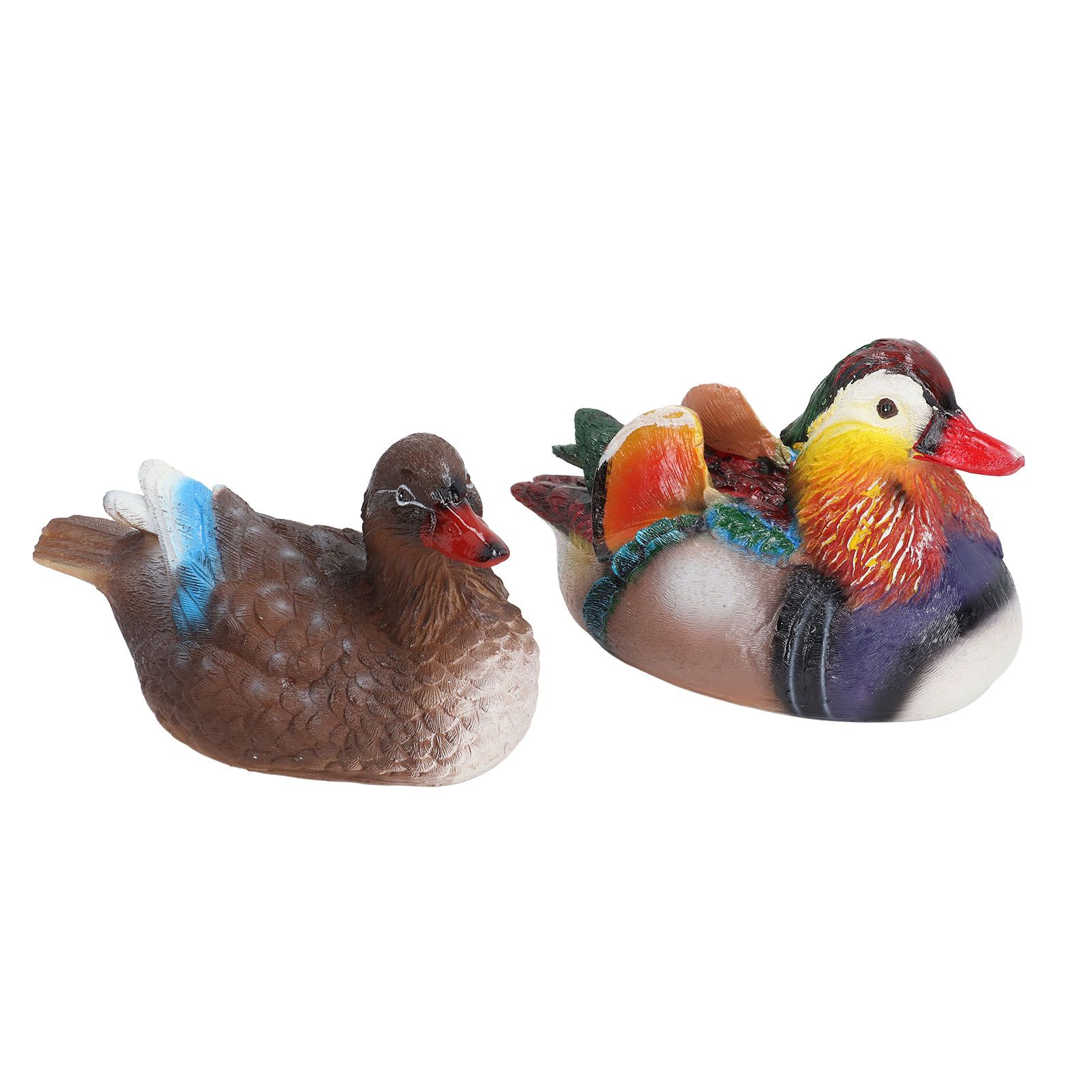2PCS Floating Mandarin Duck Statue Resin Cute Animal Decor Sculpture Ornament view 2