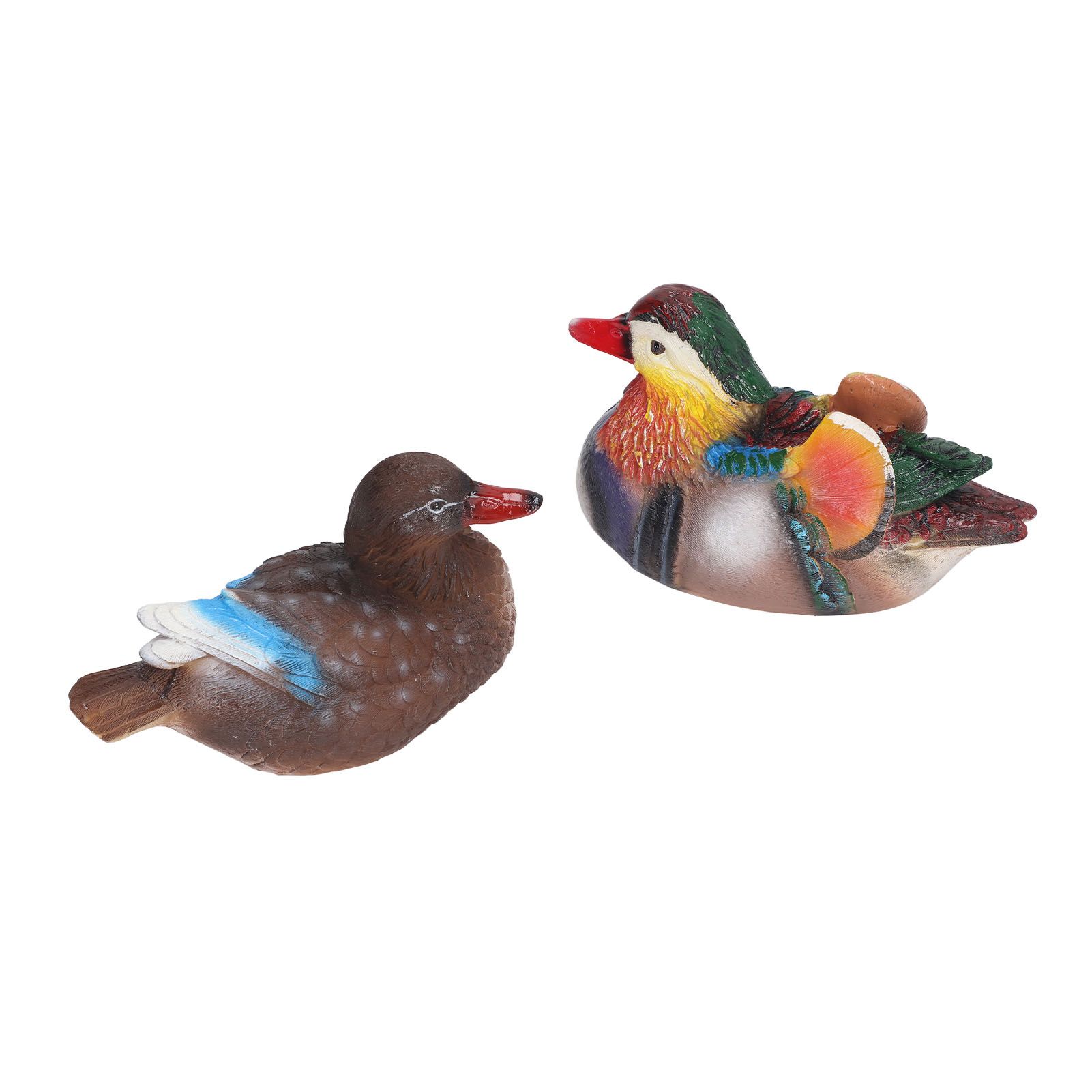 2PCS Floating Mandarin Duck Statue Resin Cute Animal Decor Sculpture Ornament view 3