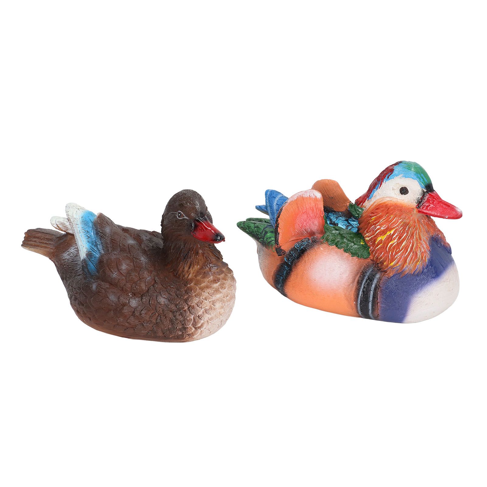 2PCS Floating Mandarin Duck Statue Resin Cute Animal Decor Sculpture Ornament view 2