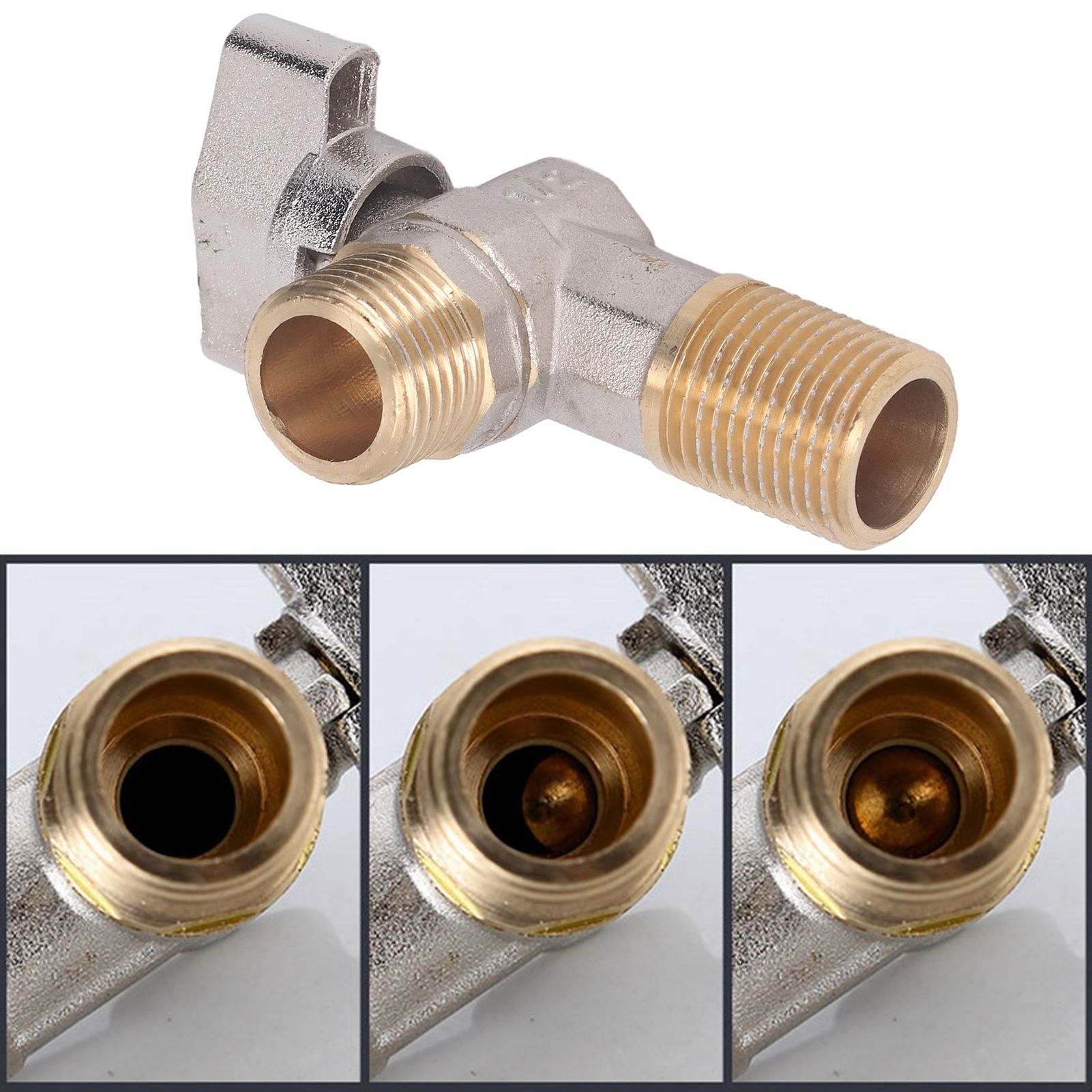G1/2 Thread Brass Triangle Valve Large Flow Cold Hot Water Angle Stop Valve view 11