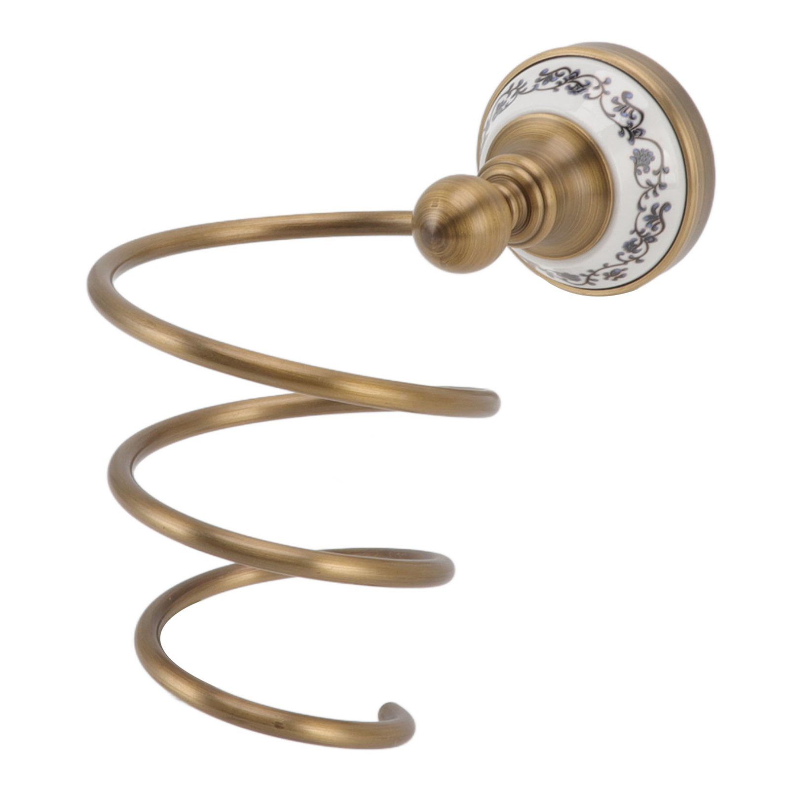 Brass Hair Dryer Holder Antique Retro Hairdryer Hanging Rack for Bath Storage view 2