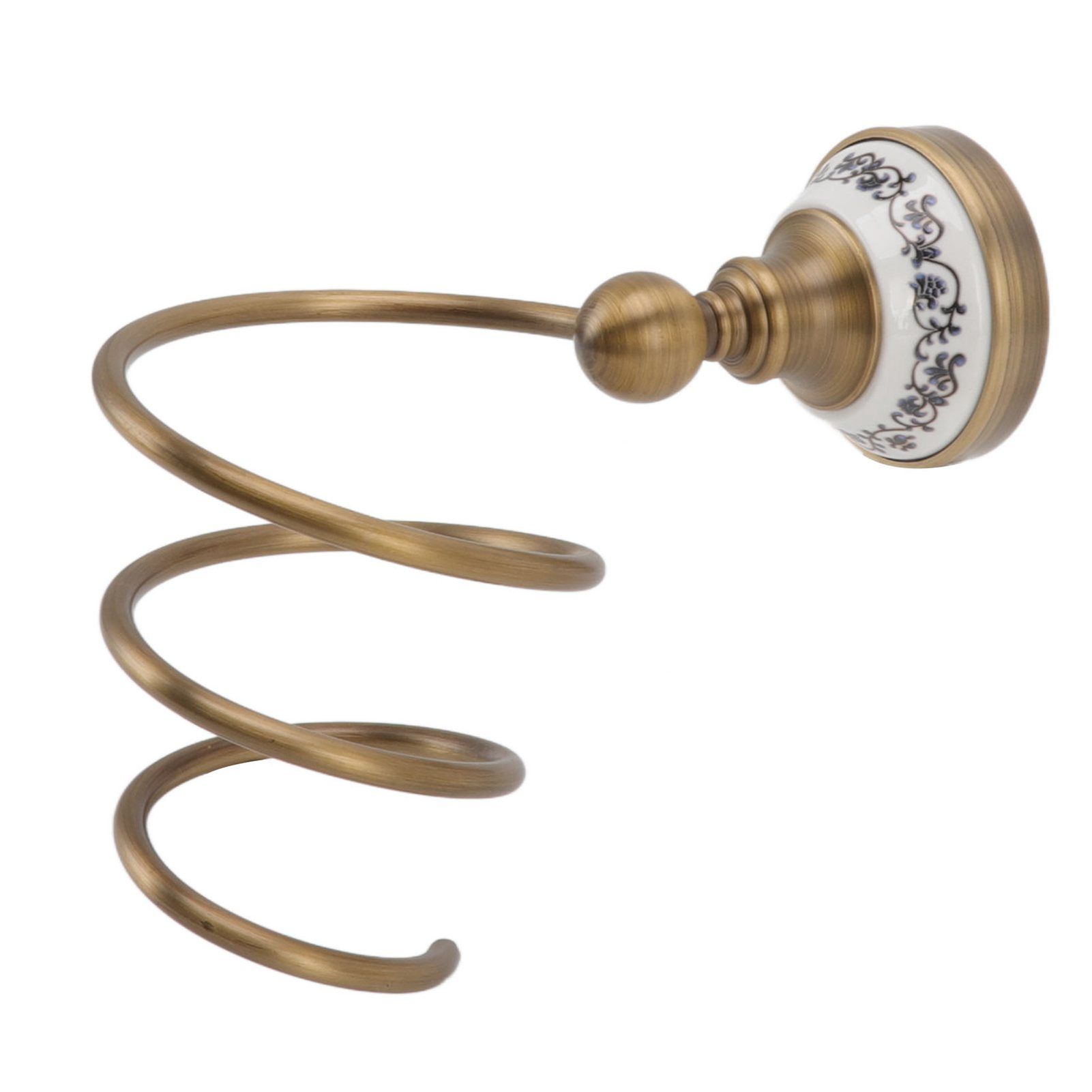 Brass Hair Dryer Holder Antique Retro Hairdryer Hanging Rack for Bath Storage view 3
