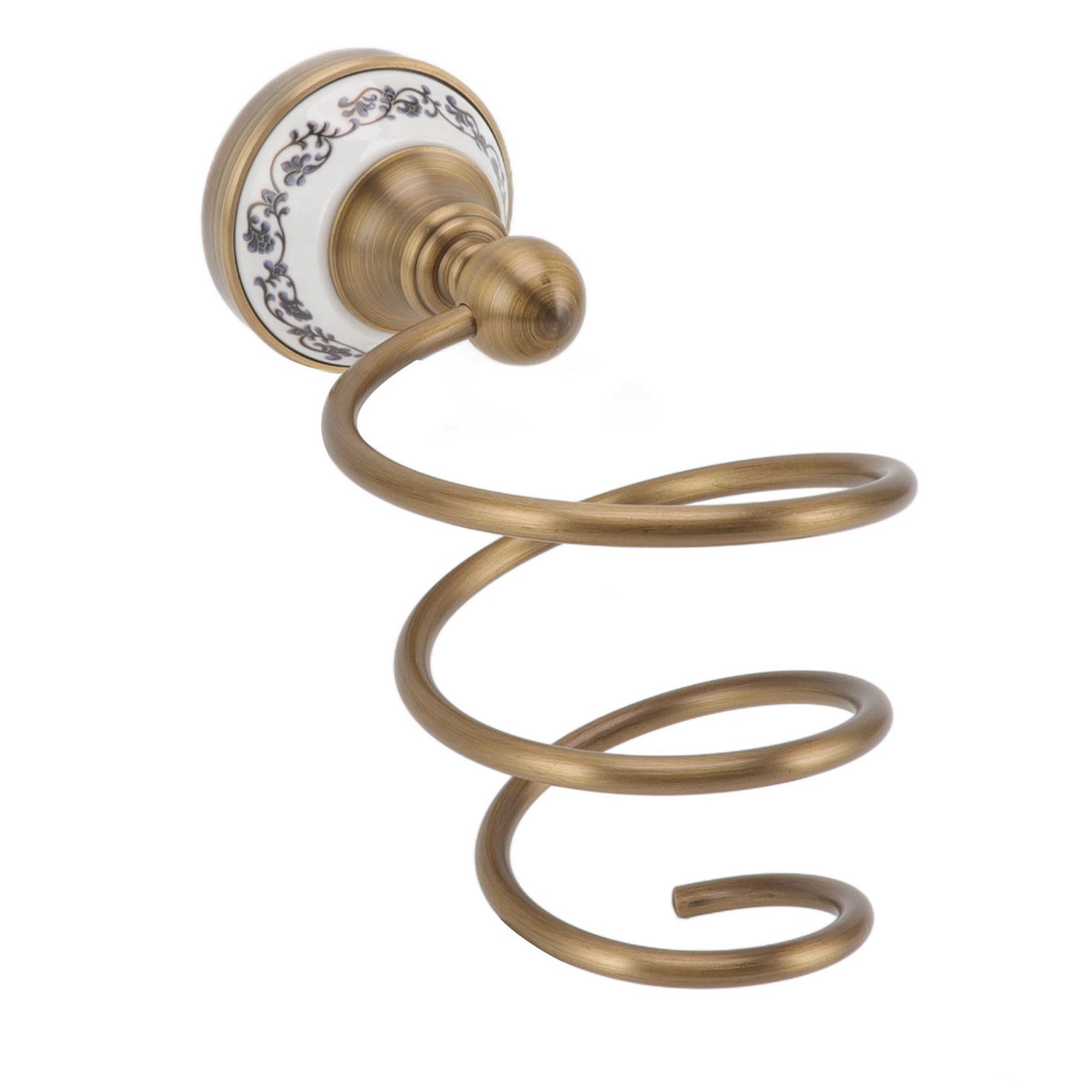 Brass Hair Dryer Holder Antique Retro Hairdryer Hanging Rack for Bath Storage view 5