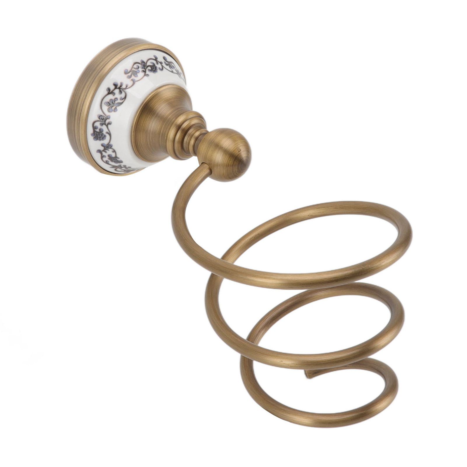 Brass Hair Dryer Holder Antique Retro Hairdryer Hanging Rack for Bath Storage view 7
