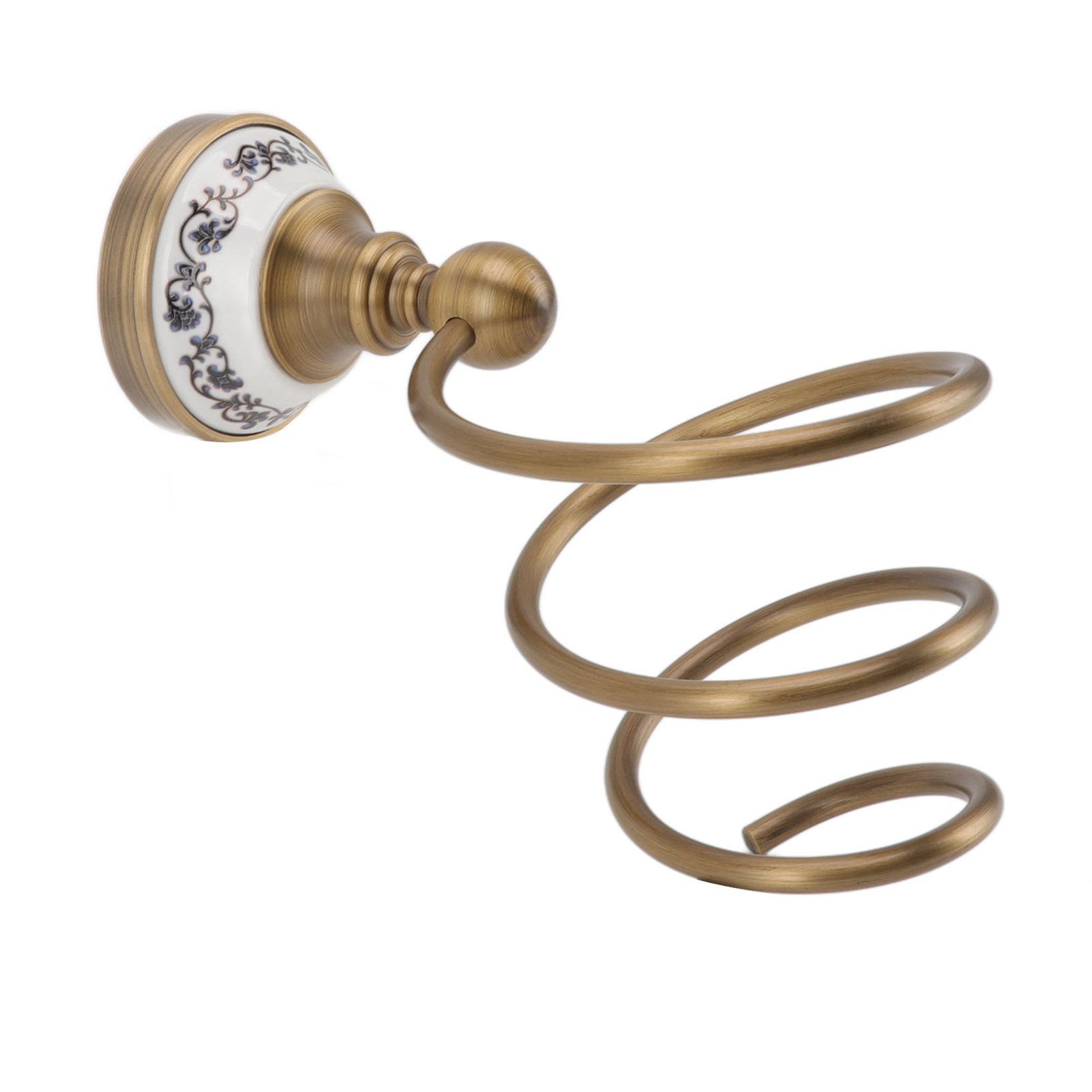 Brass Hair Dryer Holder Antique Retro Hairdryer Hanging Rack for Bath Storage view 8