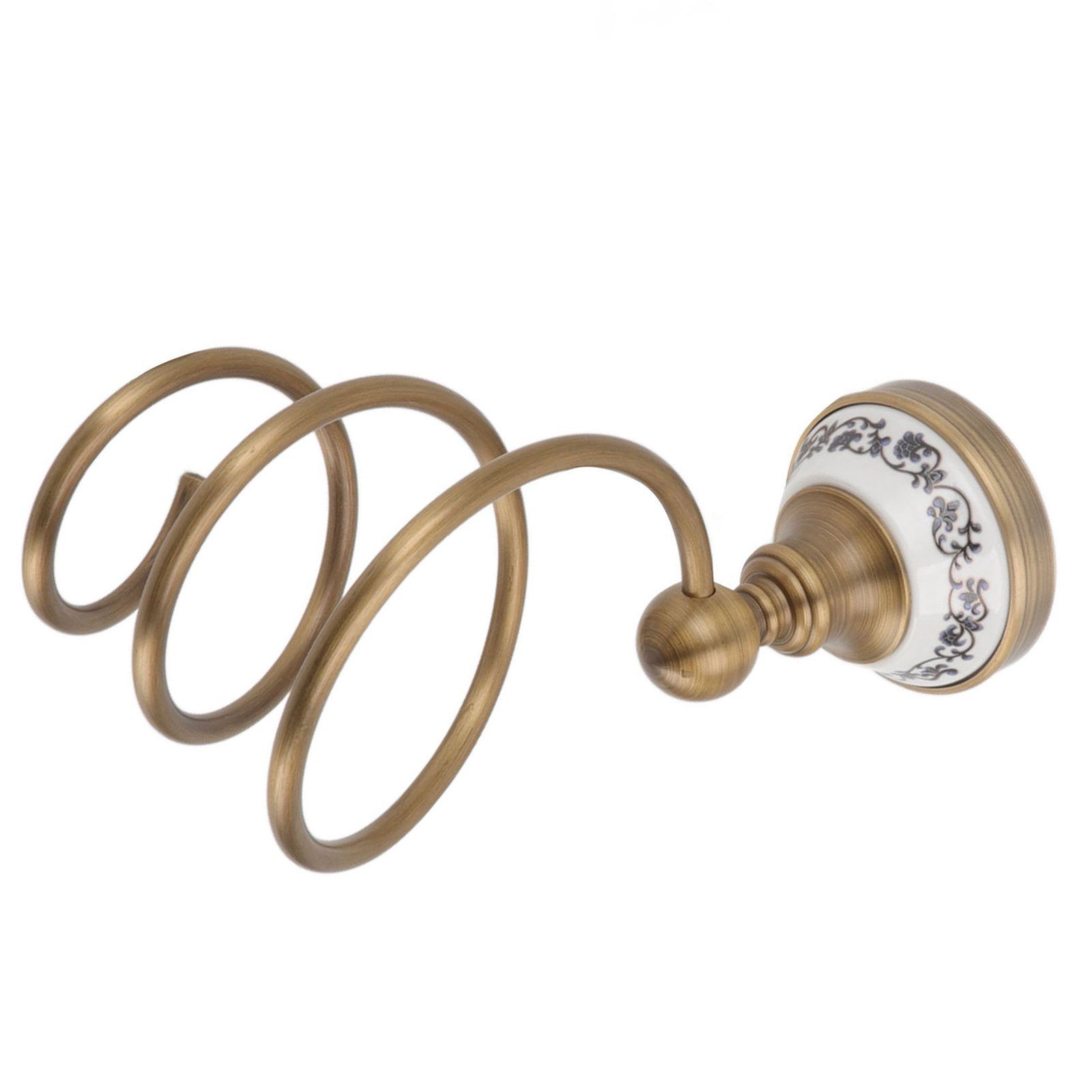 Brass Hair Dryer Holder Antique Retro Hairdryer Hanging Rack for Bath Storage view 9