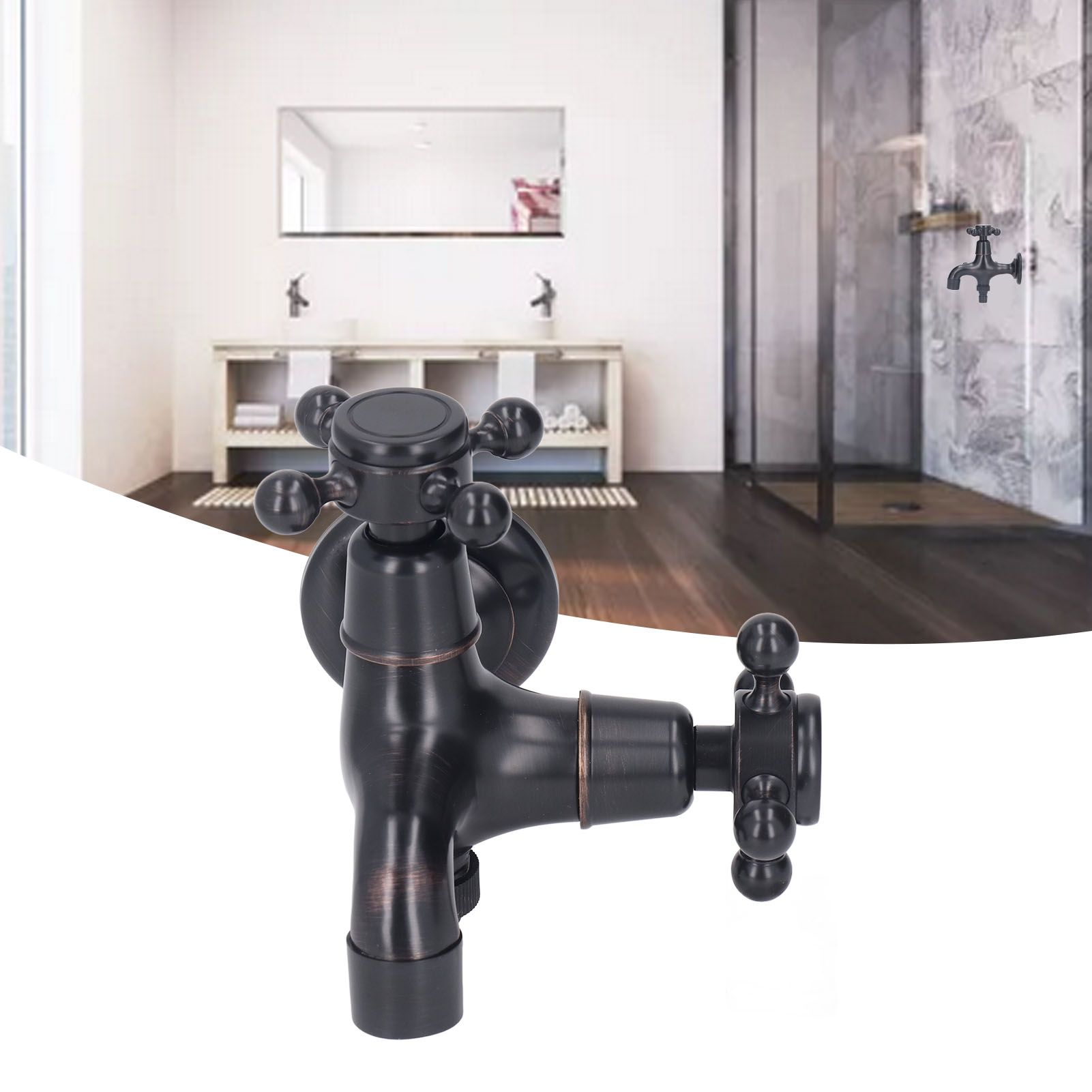 All Copper Wall Mount Faucet European Retro Cold Hot Faucet Home Toilet Basin Tap view 11