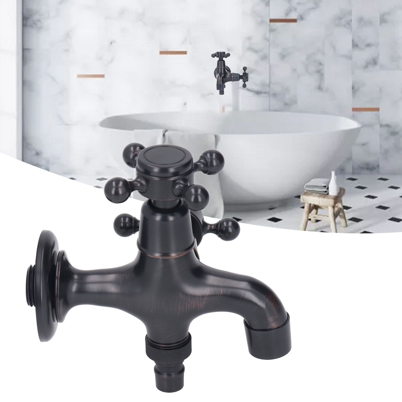 All Copper Wall Mount Faucet European Retro Cold Hot Faucet Home Toilet Basin Tap view 12