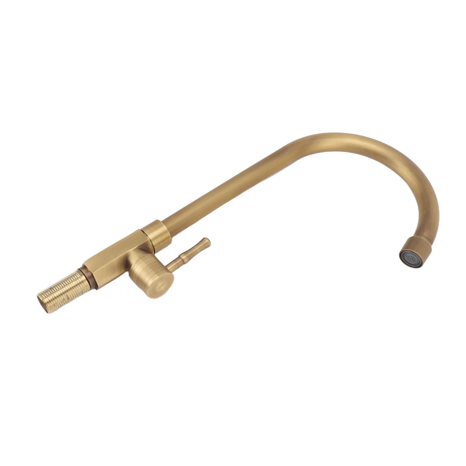 Antique Brass Bathroom Sink Faucet Single Handle Vanity Tap Splash Proof view 3