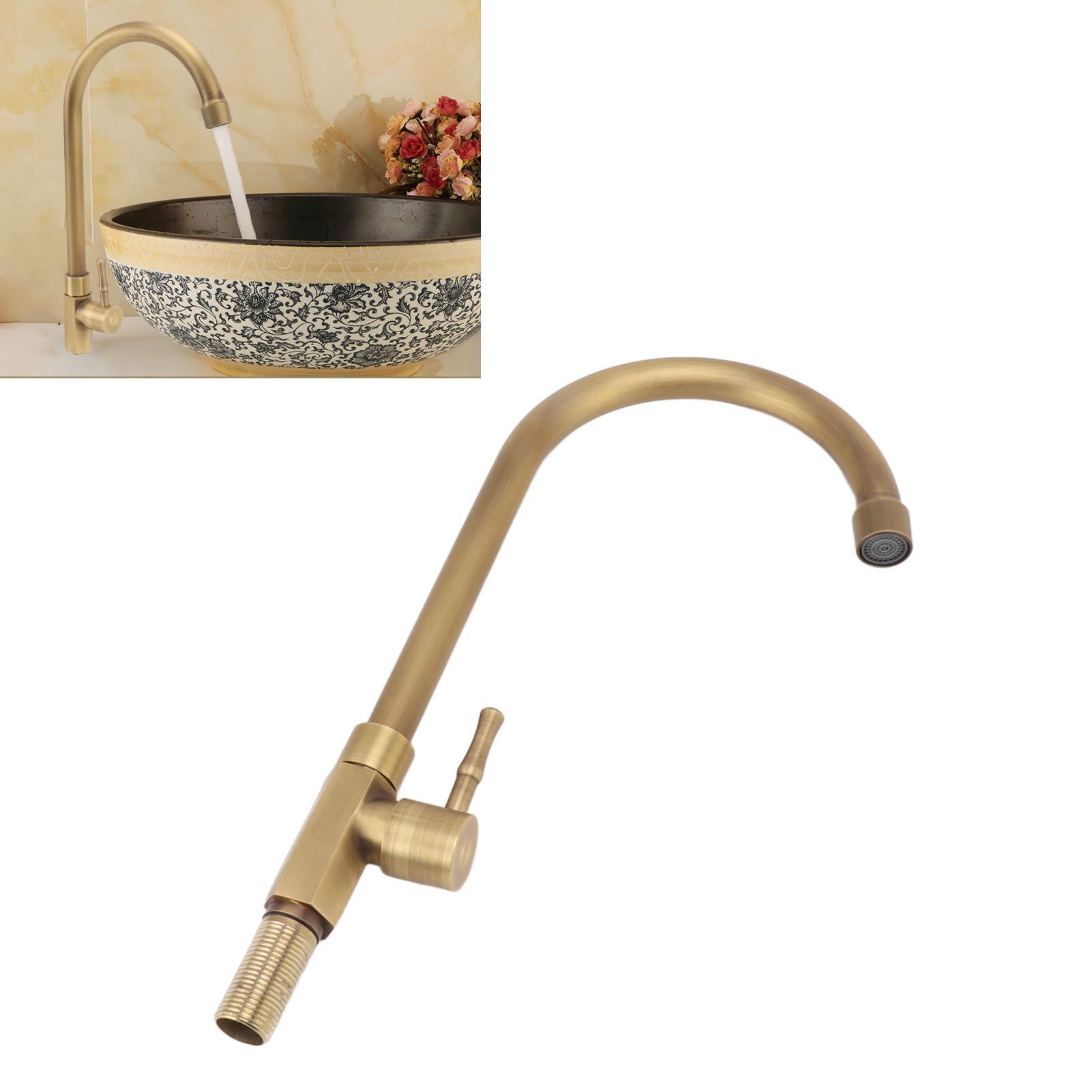 Antique Brass Bathroom Sink Faucet Single Handle Vanity Tap Splash Proof view 11