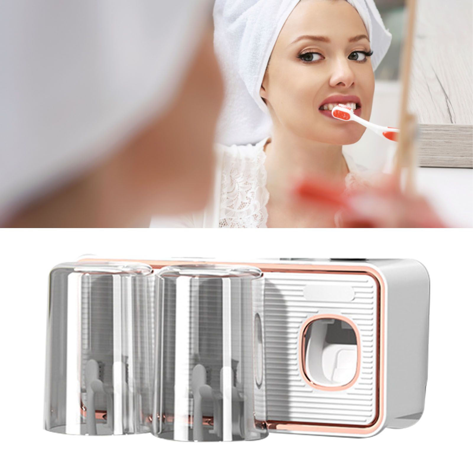 Toothbrush Shelf Drilling Free Toothbrush Holder Rack with Automatic view 10