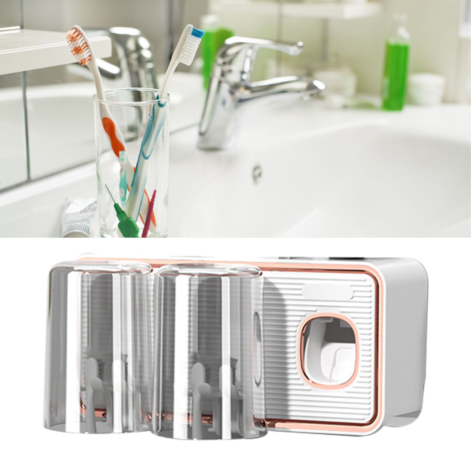 Toothbrush Shelf Drilling Free Toothbrush Holder Rack with Automatic view 11