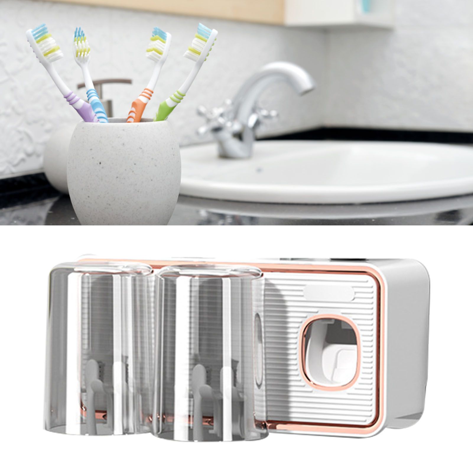 Toothbrush Shelf Drilling Free Toothbrush Holder Rack with Automatic view 12