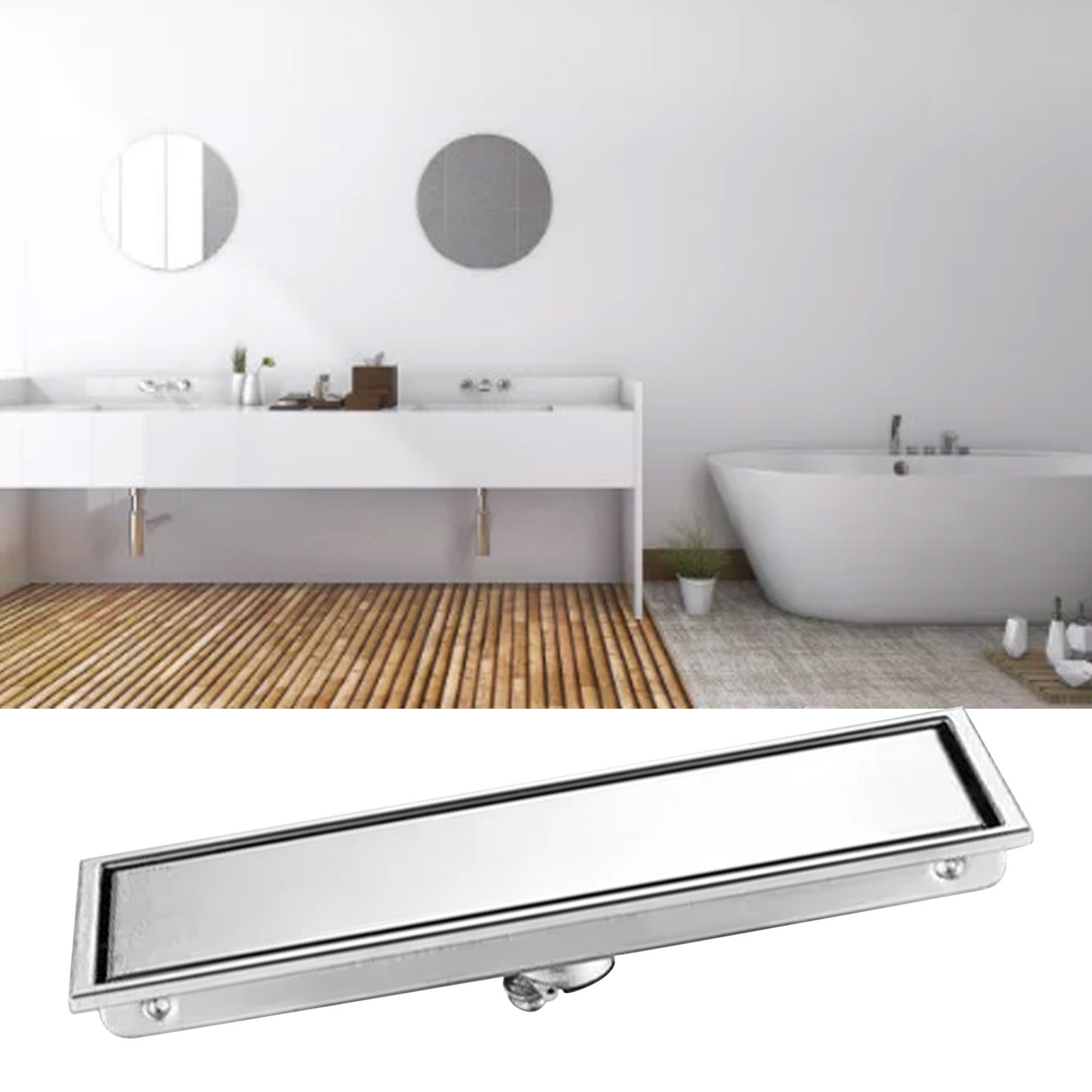 Linear Floor Drain Rectangular Prevent Clogging 304 Stainless Steel Long view 5