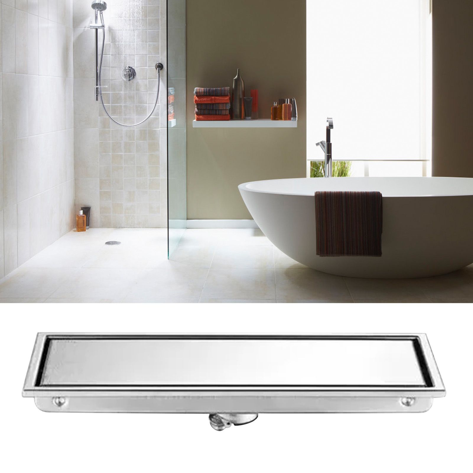 Linear Floor Drain Rectangular Prevent Clogging 304 Stainless Steel Long view 6