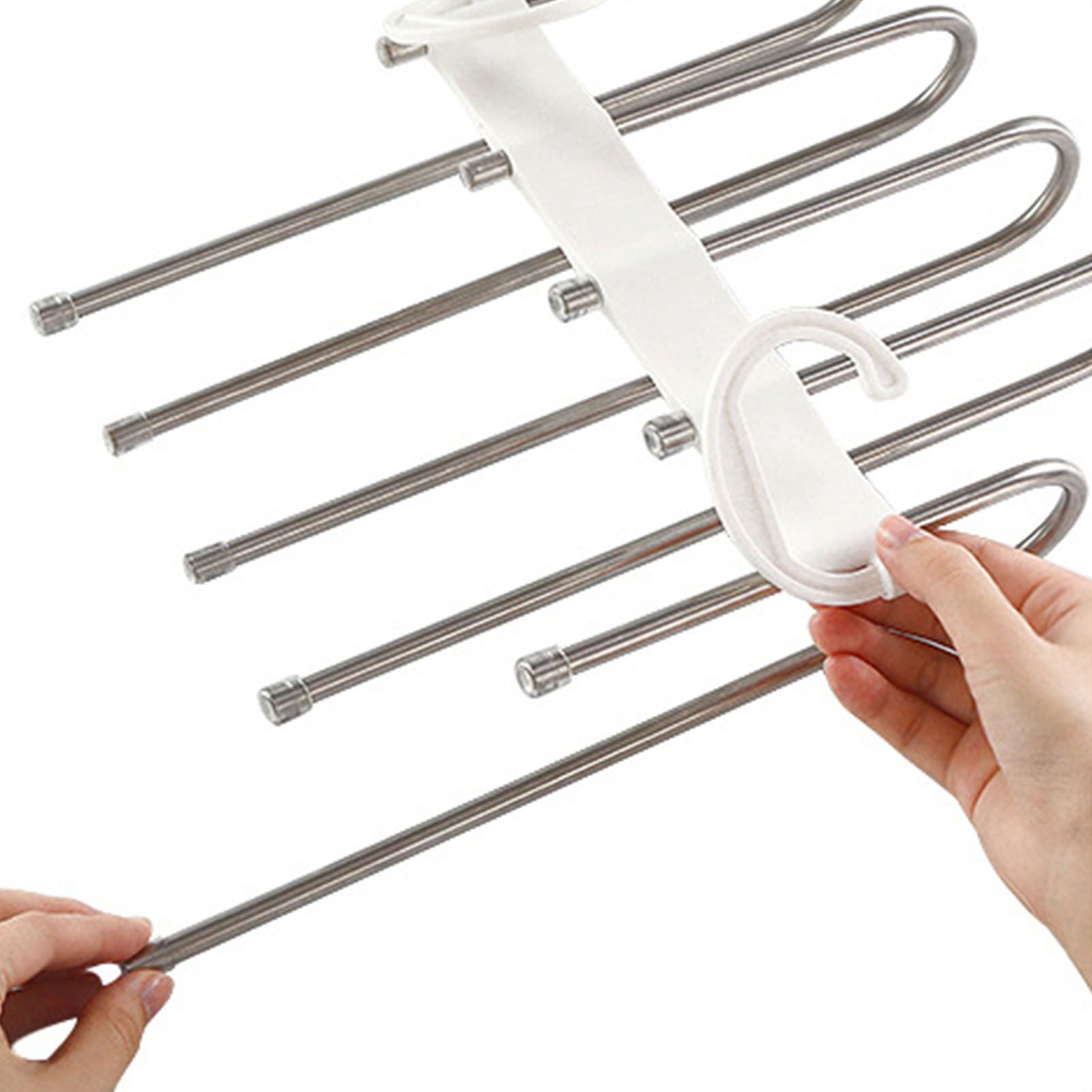 White Foldable Pants Rack Hanger Multifunctional Multi Layer Pants Folding view 4