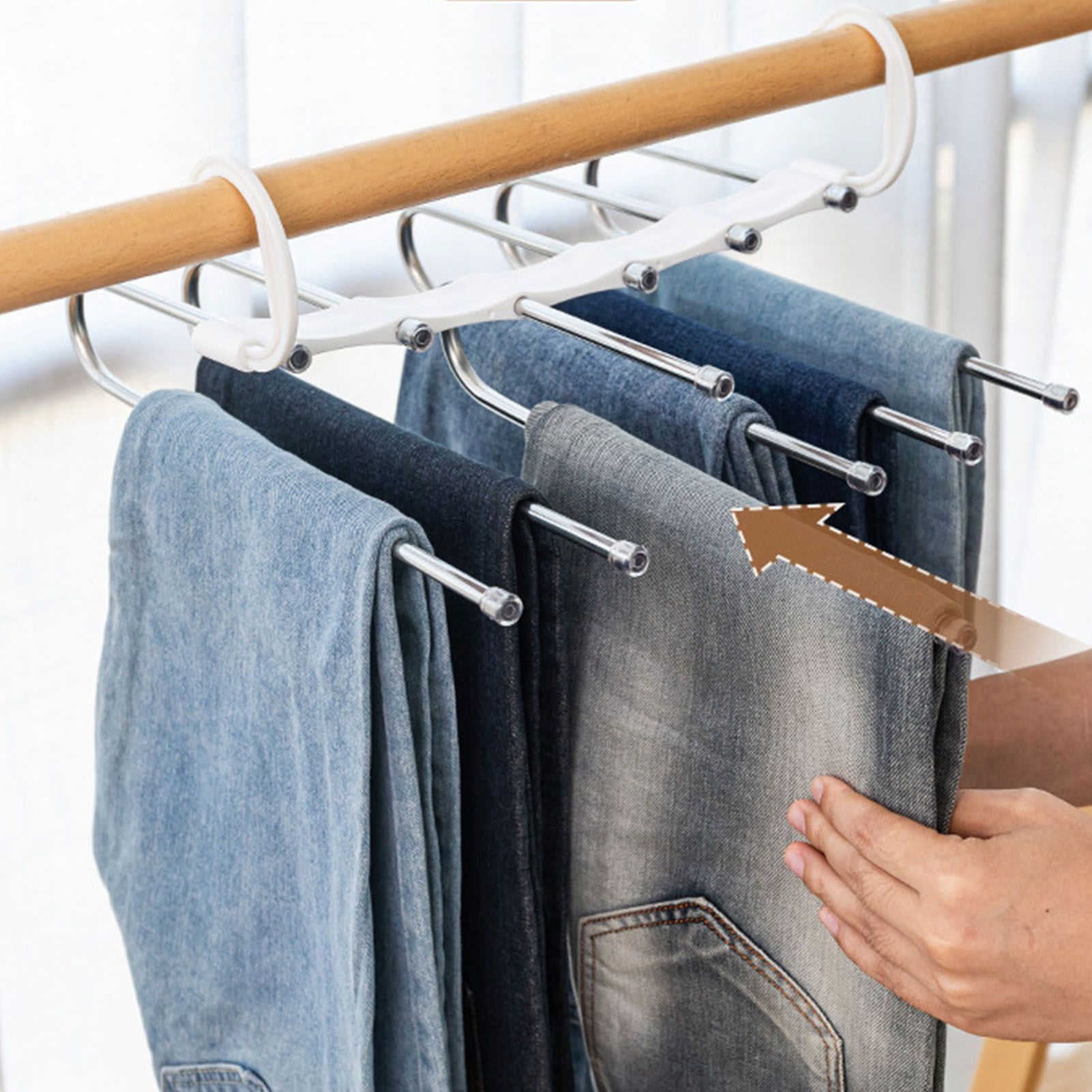 White Foldable Pants Rack Hanger Multifunctional Multi Layer Pants Folding view 9