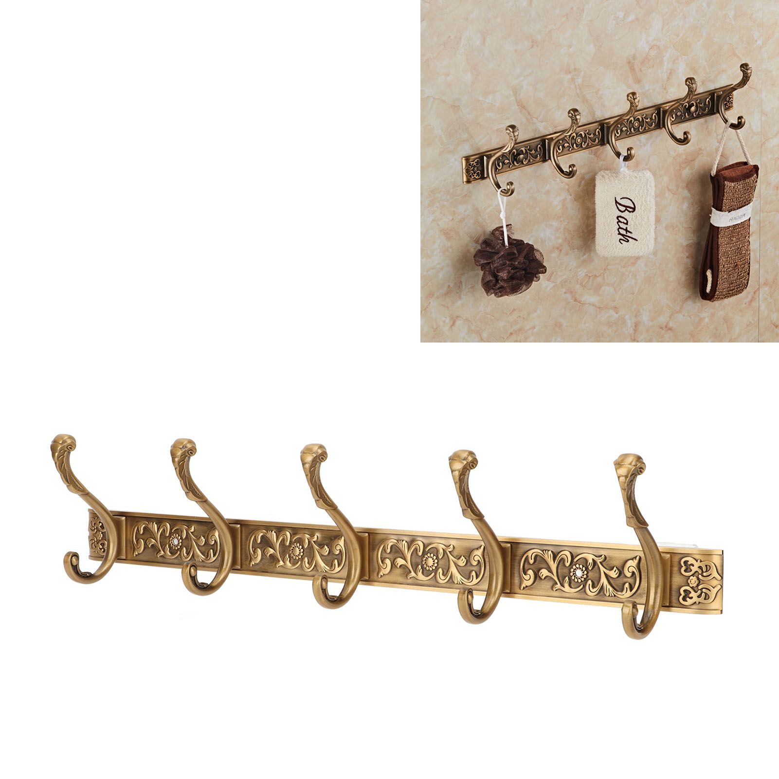 Rail Wall Hook Behind Door Mounted for Coat Hat Clothes Hanging Vintage Space view 12