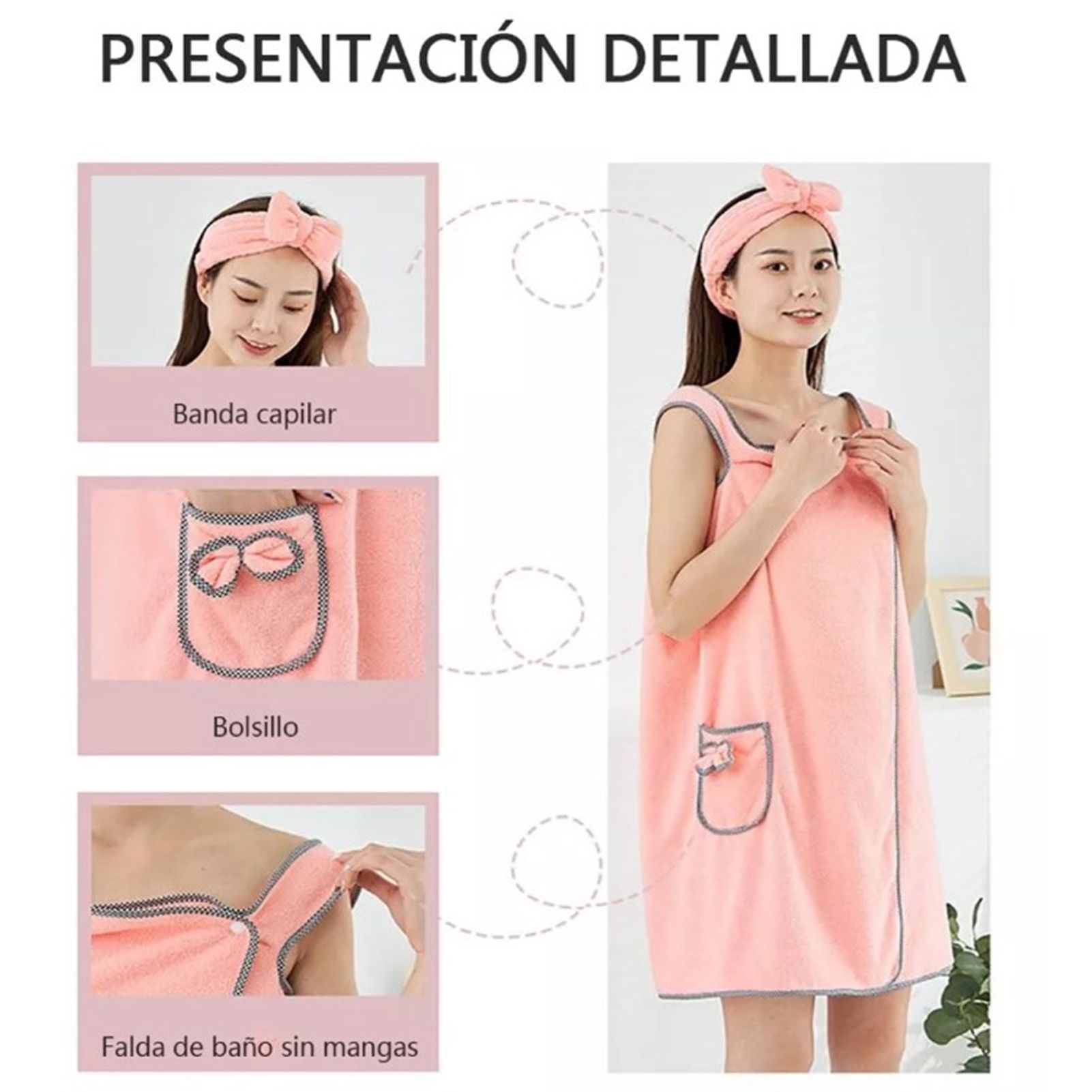 5Pcs Bath Towel Wrap Set Hair Drying Cap Headband Princess Hat Strong Water view 11