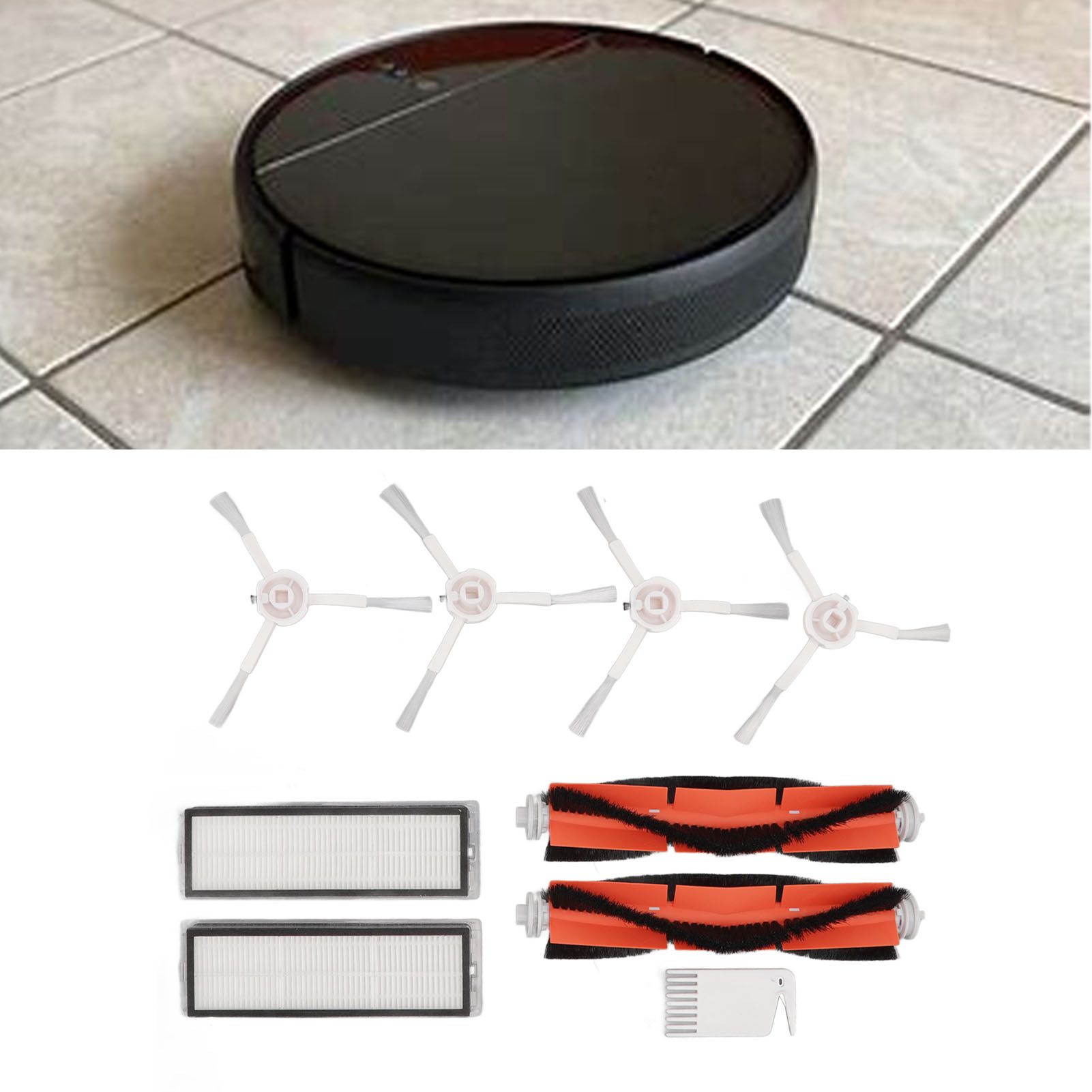 Brush Filters White Flat Comb Kit for Mijia 1C for F9 for Mi Robot Vacuum Mop view 11