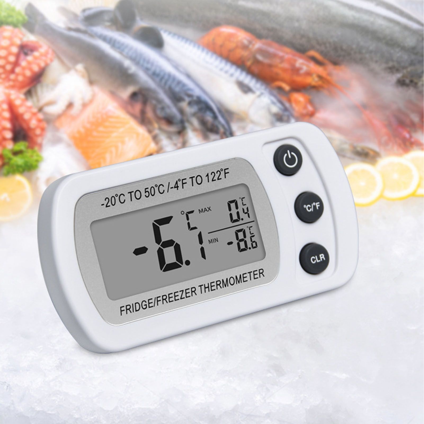 Refrigerator Thermometer Memory Function ABS Body White °C °F Switched Small view 12