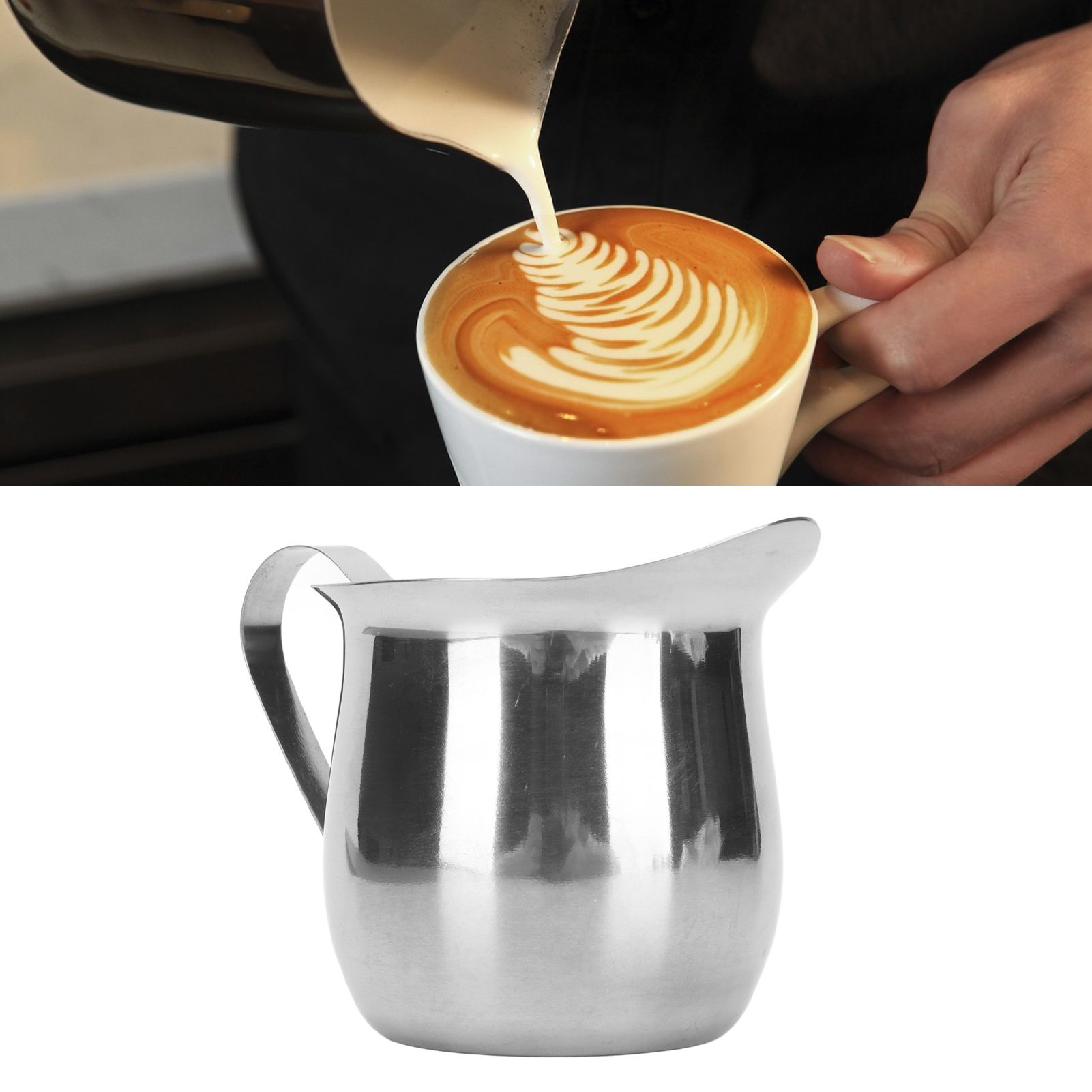Milk Frothing Pitcher Stainless Steel Ergonomic Milk Frothing Cup Jug Steaming view 12