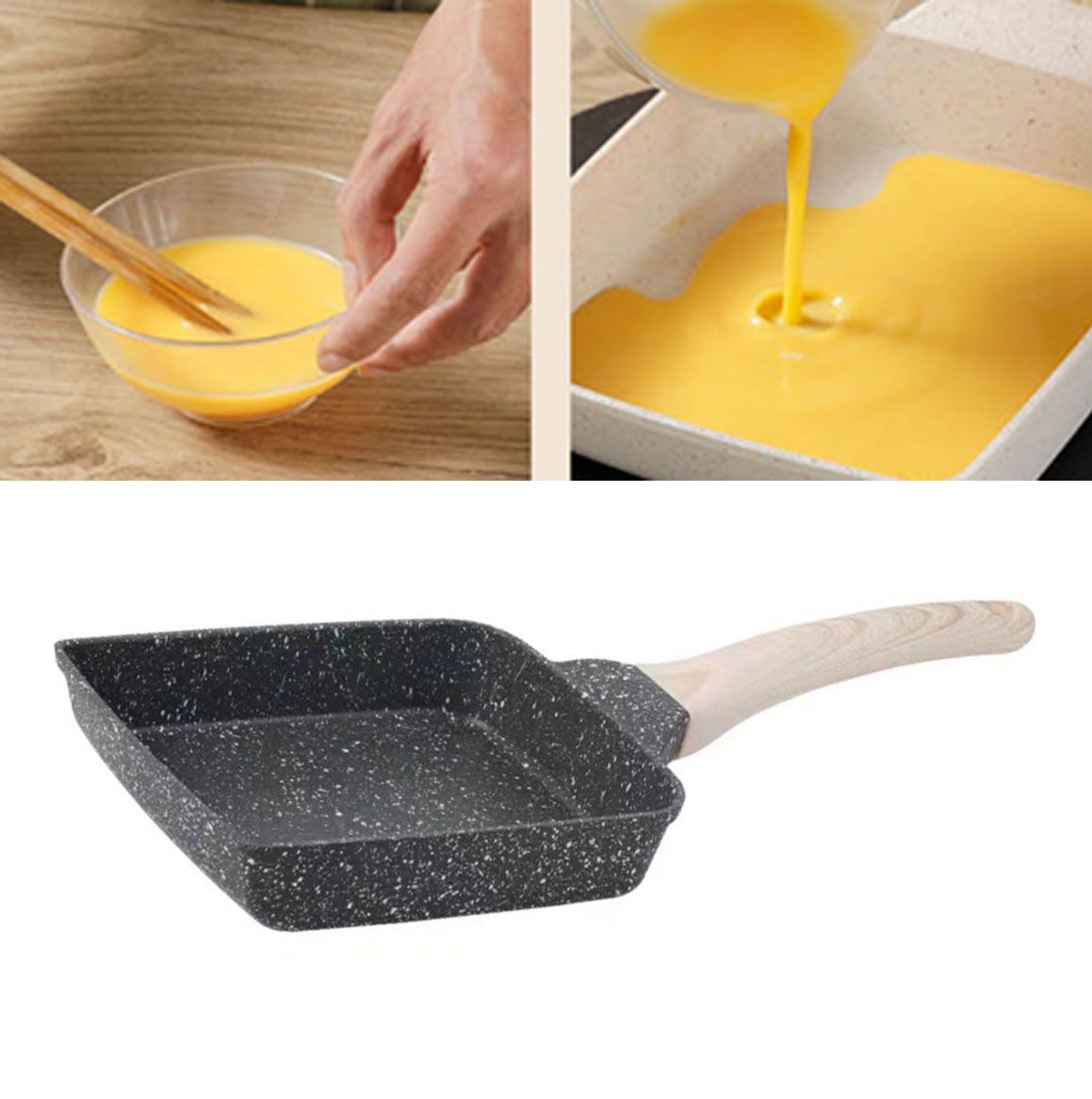 Frying Pan Aluminium Fast Conduction 3 Layers Thickened Wooden Handle Cooking view 10