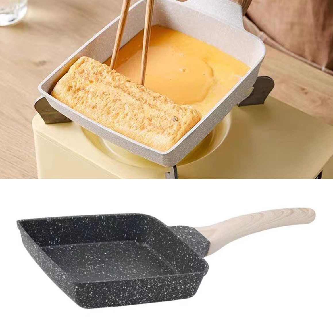 Frying Pan Aluminium Fast Conduction 3 Layers Thickened Wooden Handle Cooking view 13