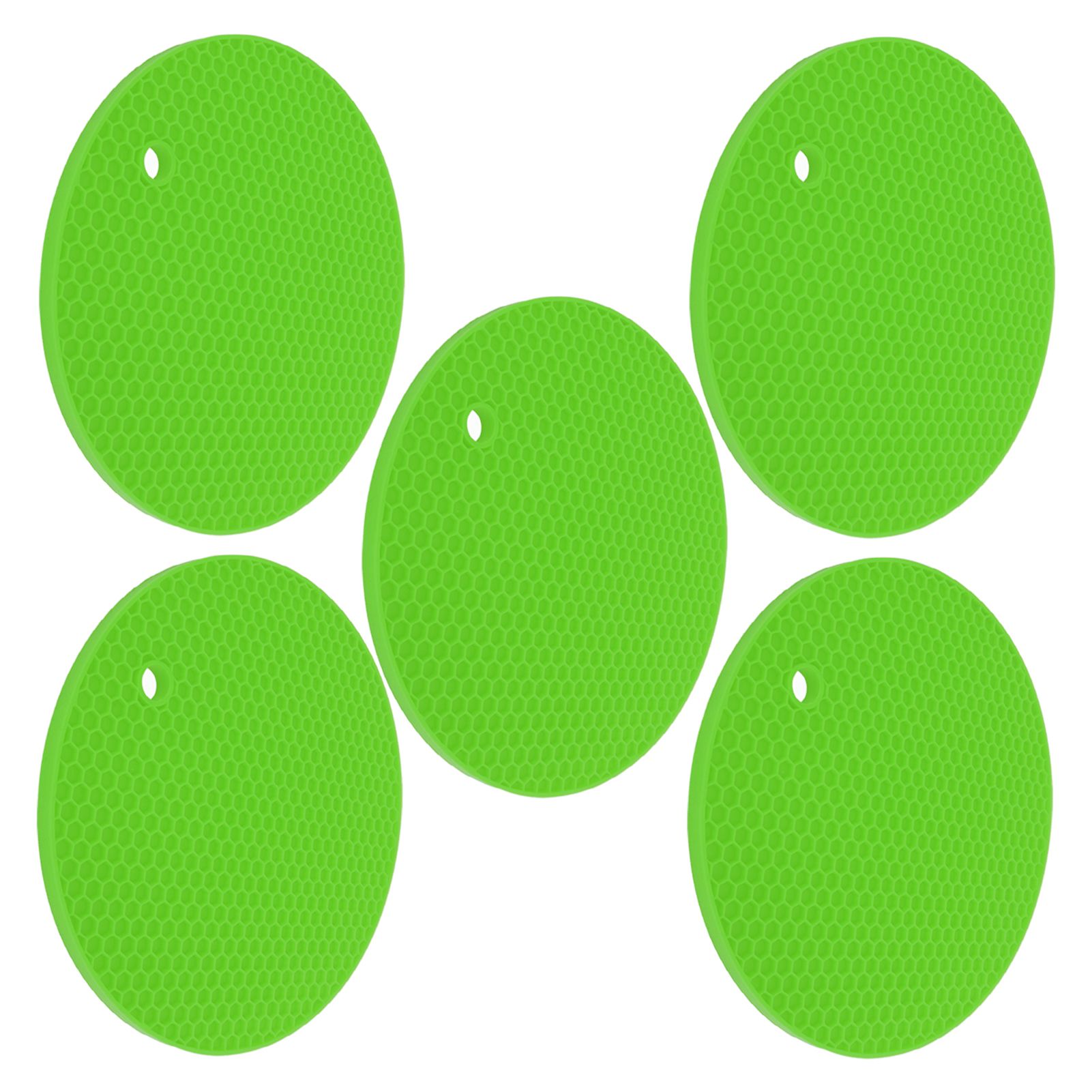 5PCS Silicone Trivet Mats Round Multipurpose Heat Resistant Non Slip Pads Pot view 4