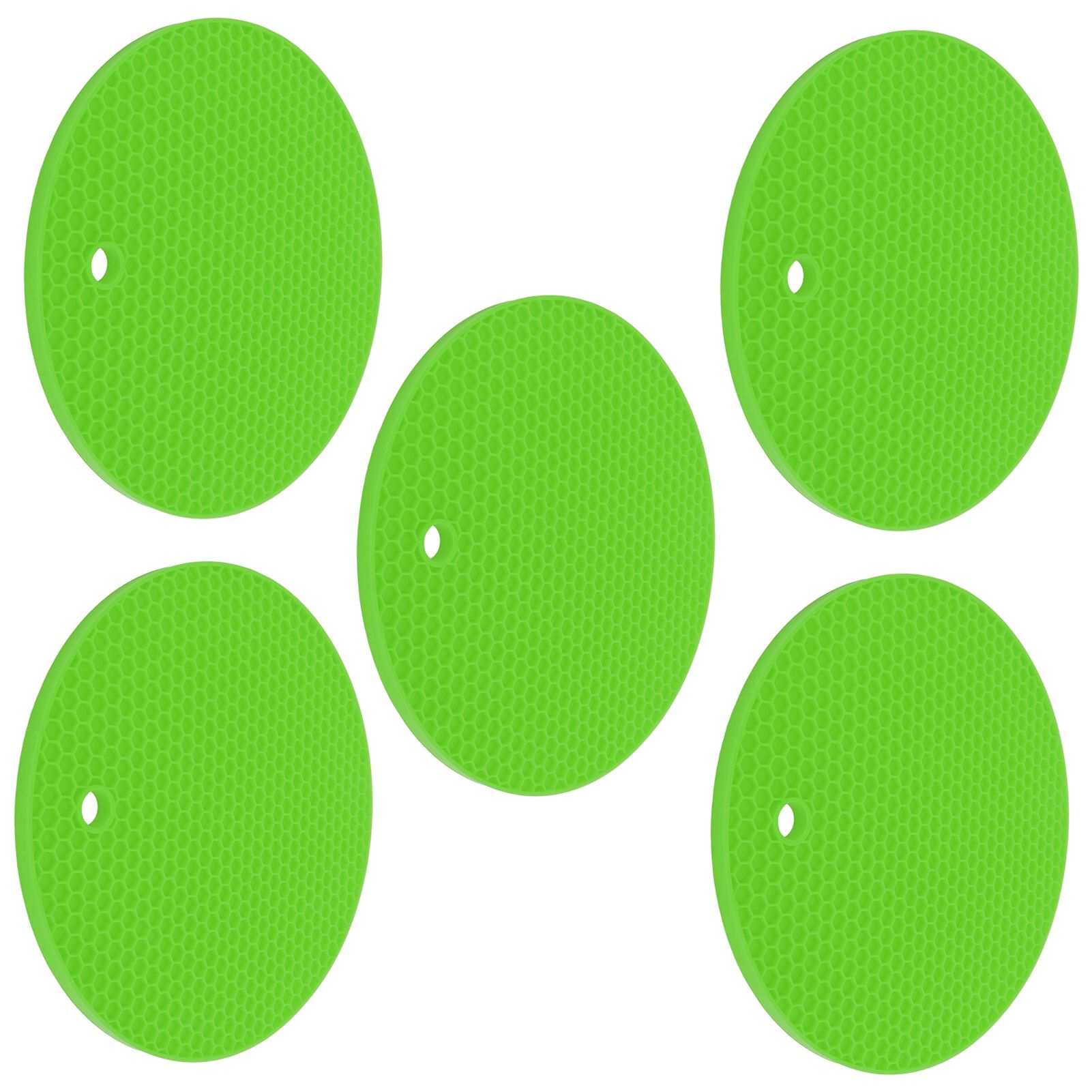 5PCS Silicone Trivet Mats Round Multipurpose Heat Resistant Non Slip Pads Pot view 6