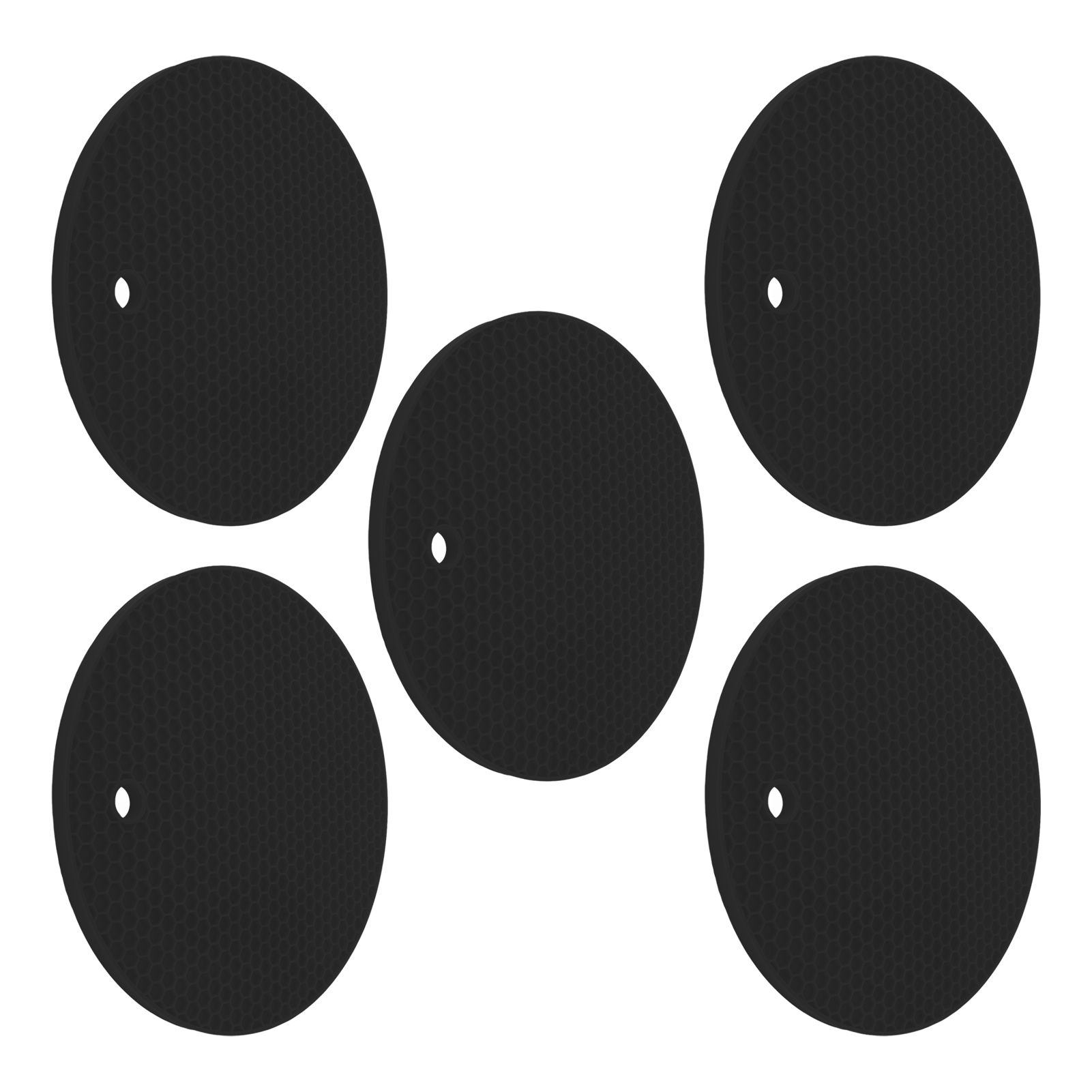 5PCS Silicone Trivet Mats Round Multipurpose Heat Resistant Non Slip Pads Pot view 5