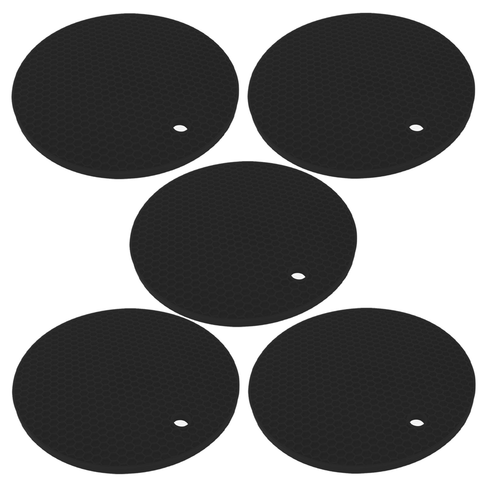 5PCS Silicone Trivet Mats Round Multipurpose Heat Resistant Non Slip Pads Pot view 7