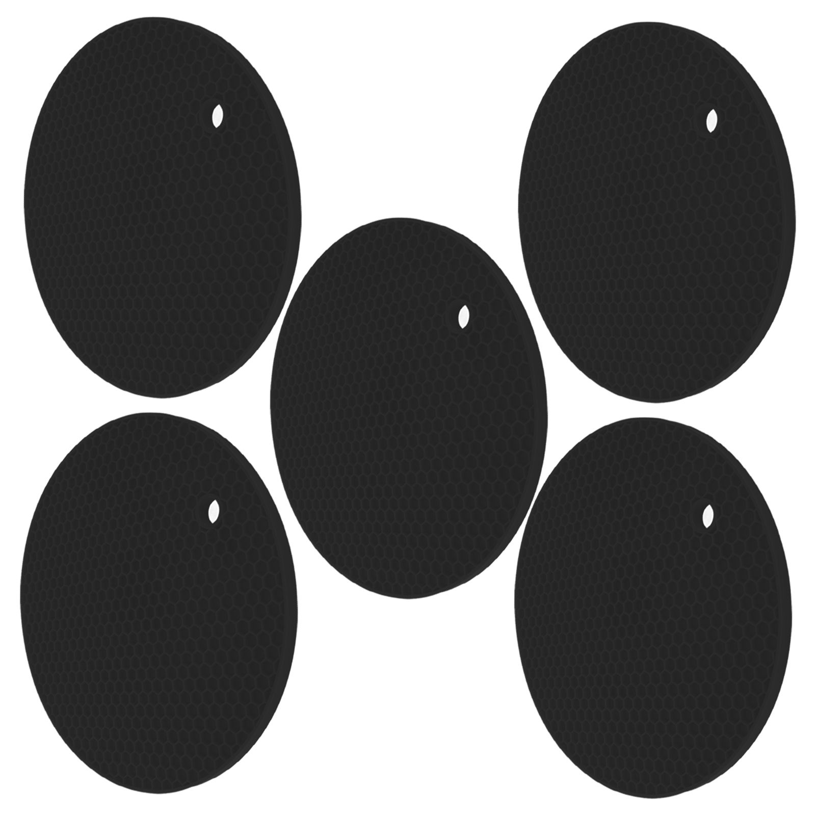 5PCS Silicone Trivet Mats Round Multipurpose Heat Resistant Non Slip Pads Pot view 10