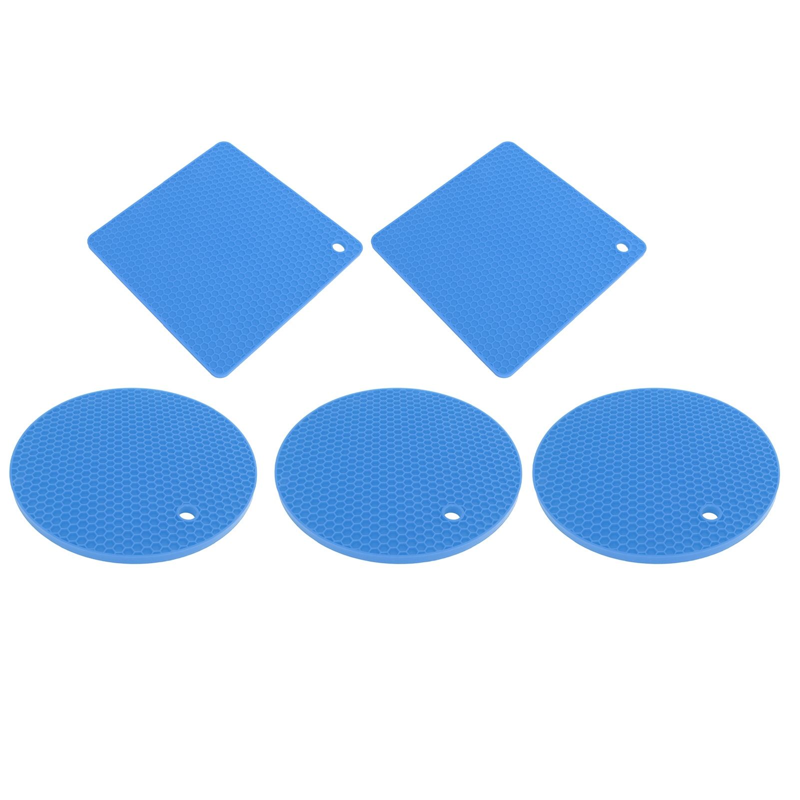 5Pcs Silicone Trivet Mat Square Round Honeycomb Hot Pad Non Slip Heat view 3