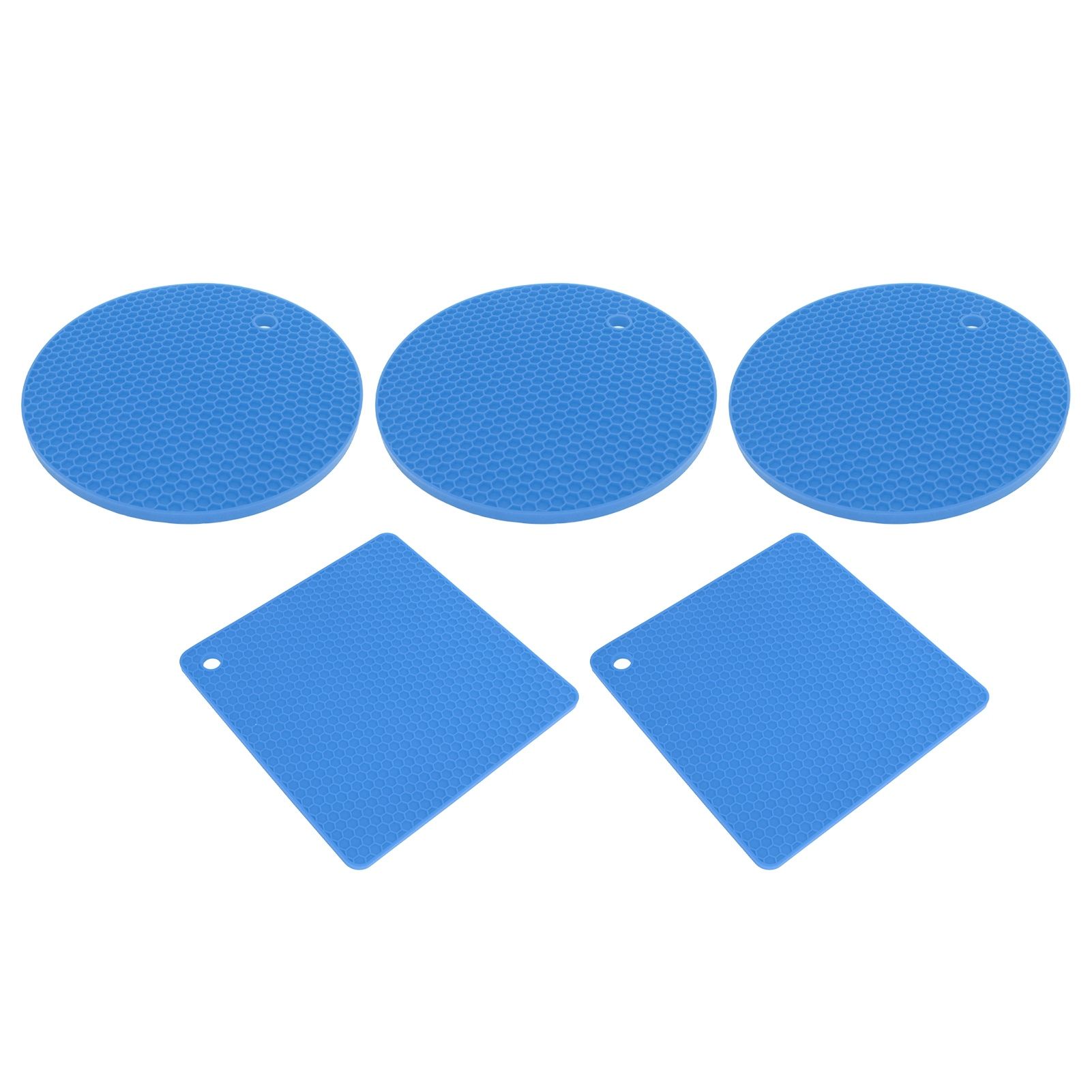 5Pcs Silicone Trivet Mat Square Round Honeycomb Hot Pad Non Slip Heat view 4