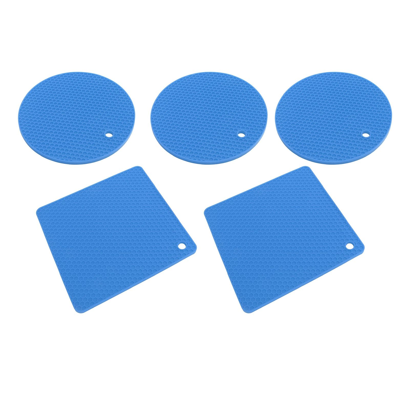 5Pcs Silicone Trivet Mat Square Round Honeycomb Hot Pad Non Slip Heat view 5