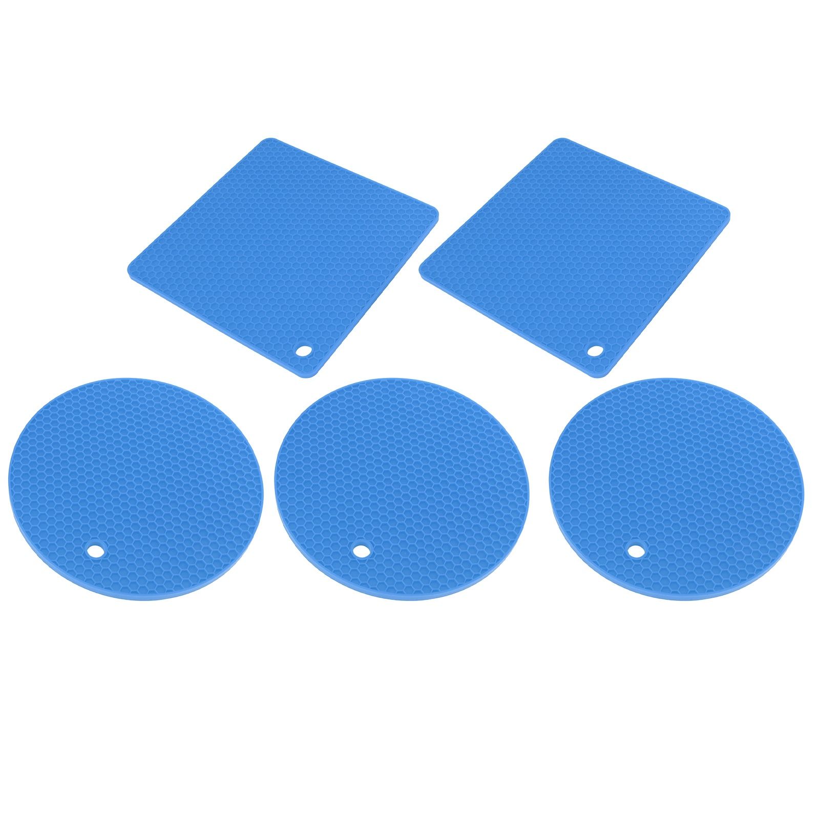 5Pcs Silicone Trivet Mat Square Round Honeycomb Hot Pad Non Slip Heat view 6