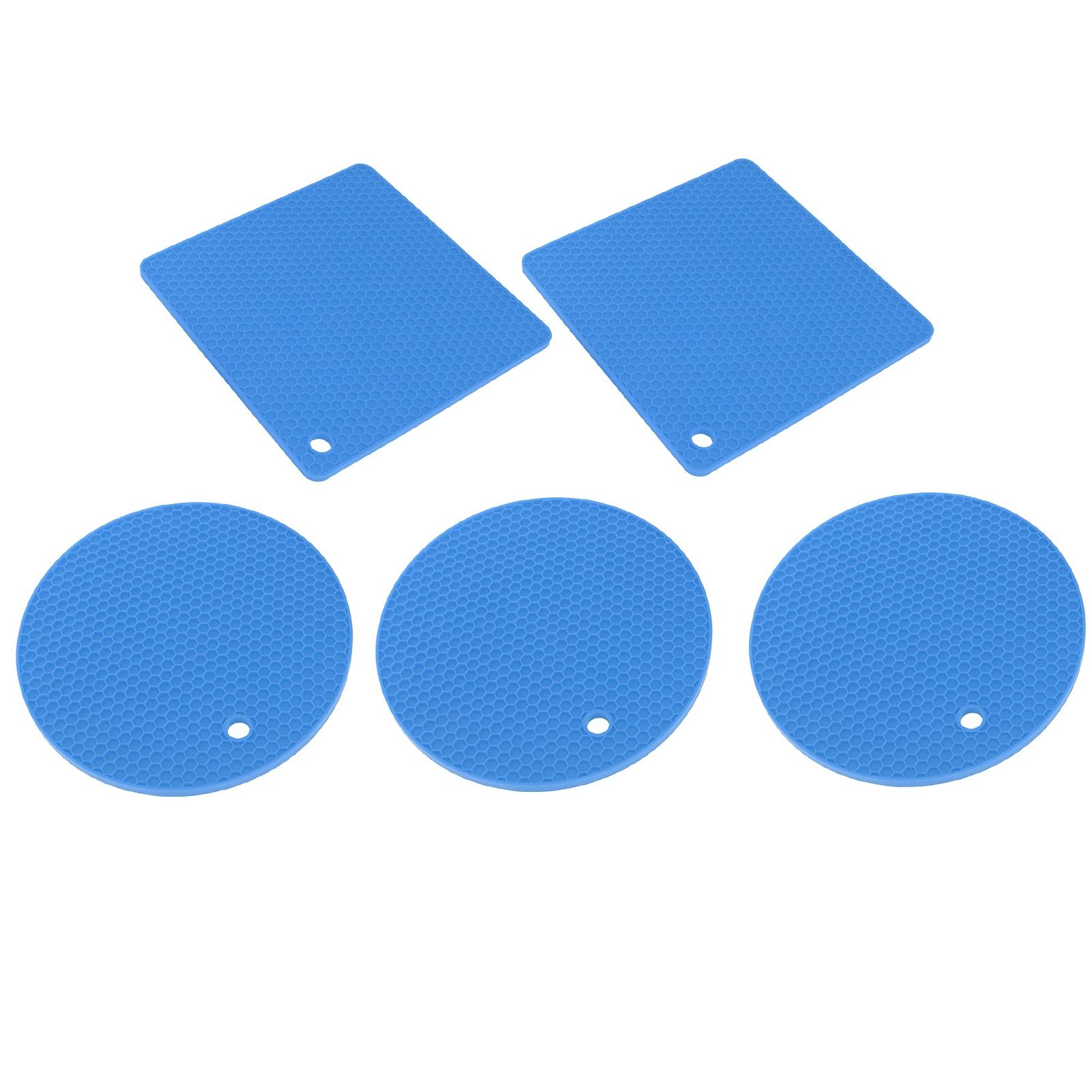 5Pcs Silicone Trivet Mat Square Round Honeycomb Hot Pad Non Slip Heat view 7