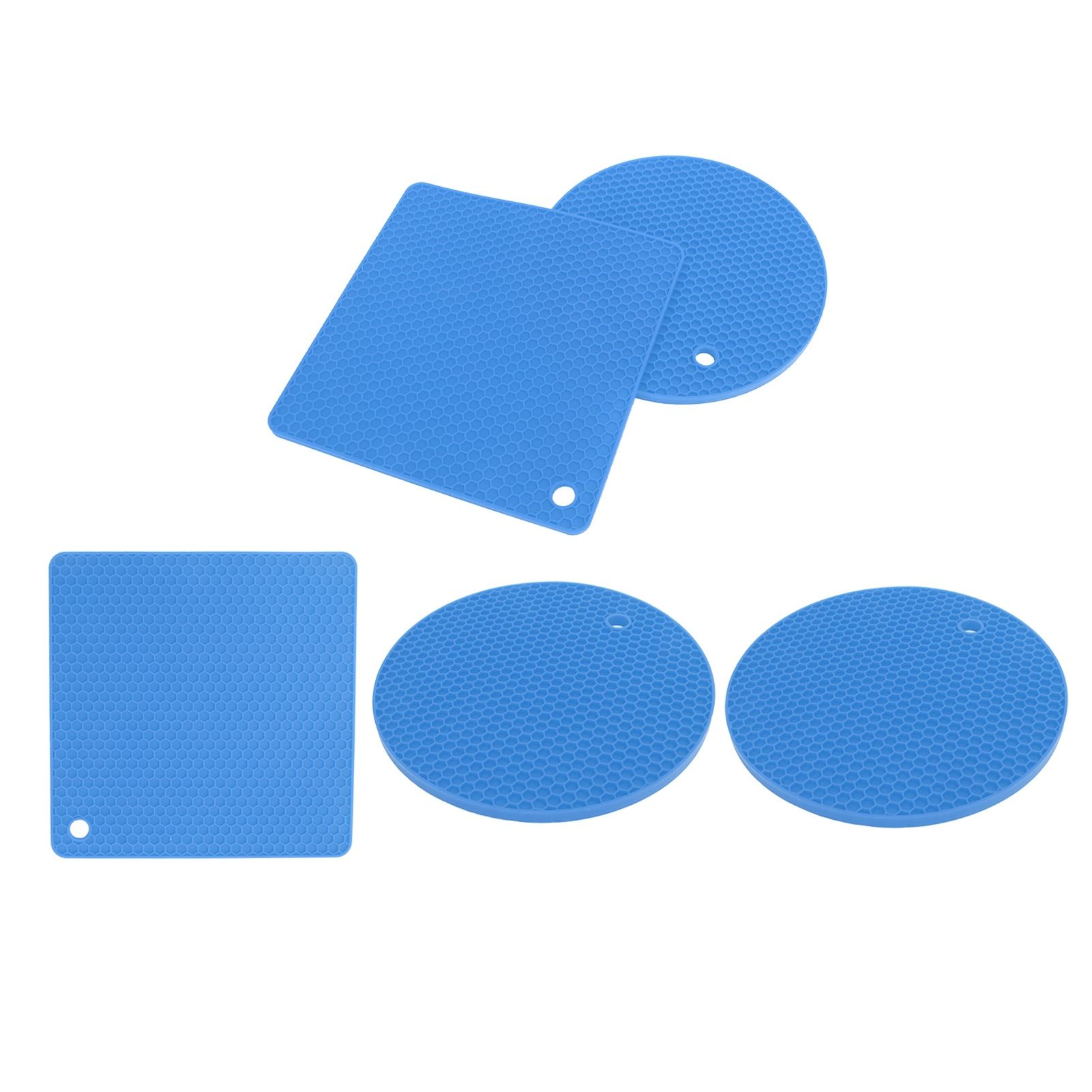 5Pcs Silicone Trivet Mat Square Round Honeycomb Hot Pad Non Slip Heat view 9