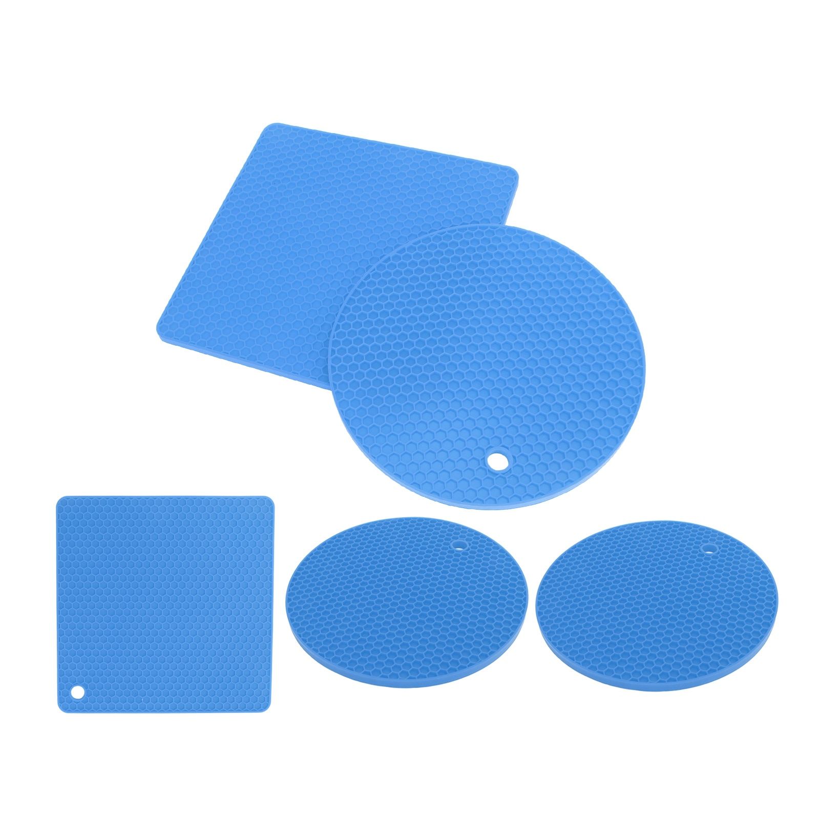 5Pcs Silicone Trivet Mat Square Round Honeycomb Hot Pad Non Slip Heat view 10