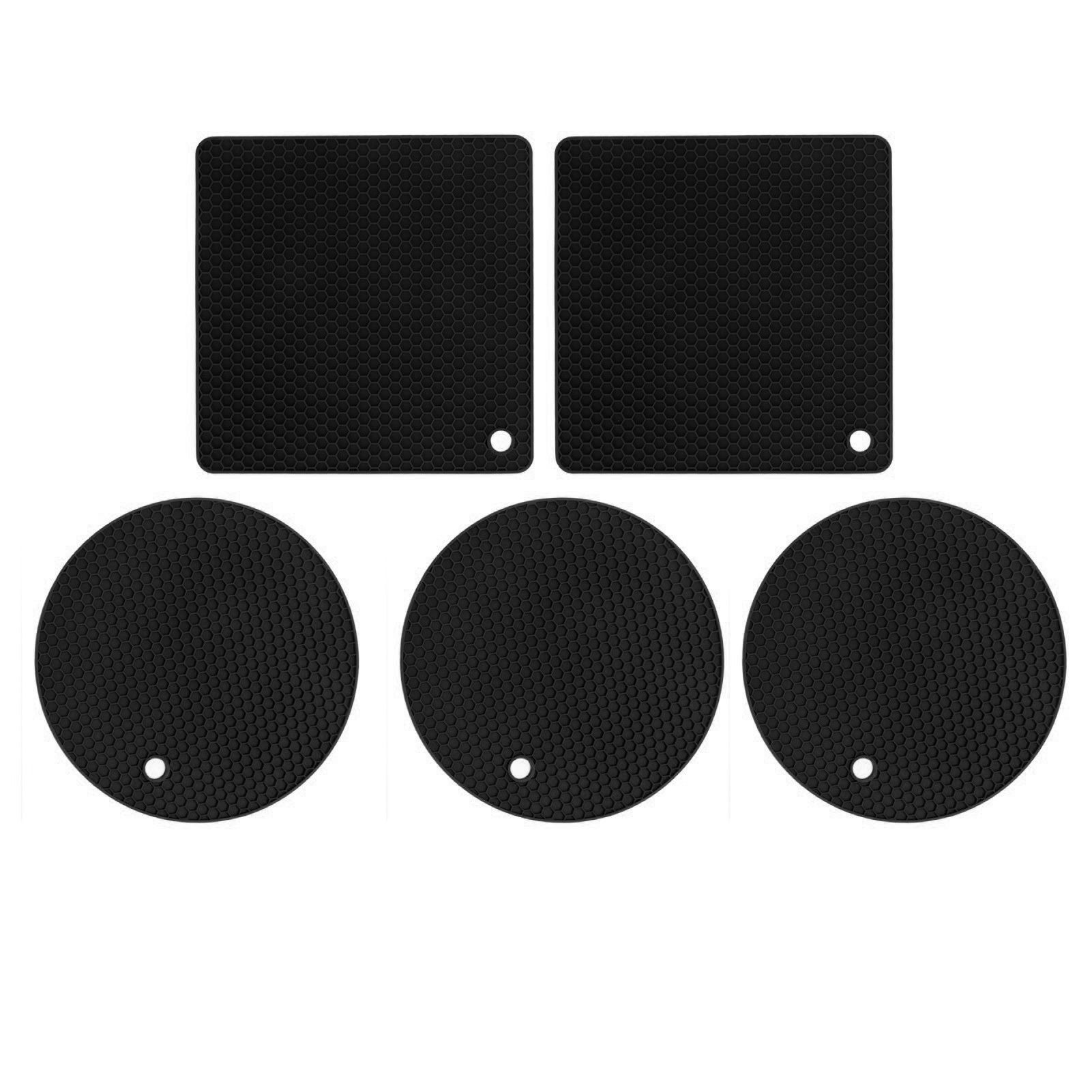5Pcs Silicone Trivet Mat Square Round Honeycomb Hot Pad Non Slip Heat view 2