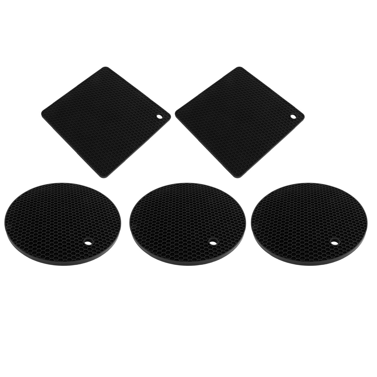 5Pcs Silicone Trivet Mat Square Round Honeycomb Hot Pad Non Slip Heat view 3