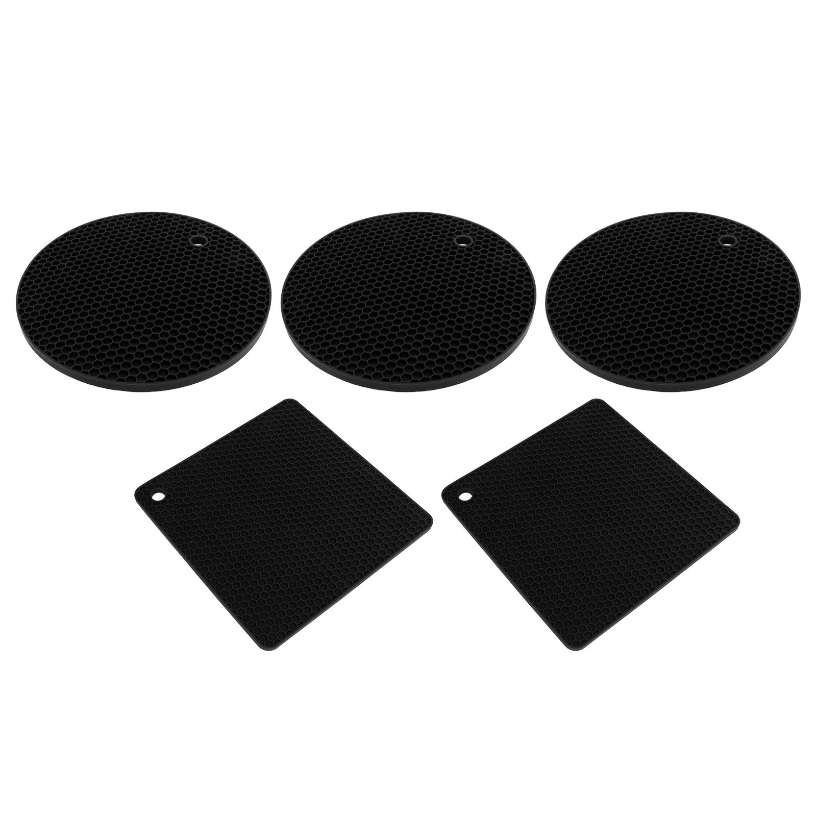 5Pcs Silicone Trivet Mat Square Round Honeycomb Hot Pad Non Slip Heat view 4