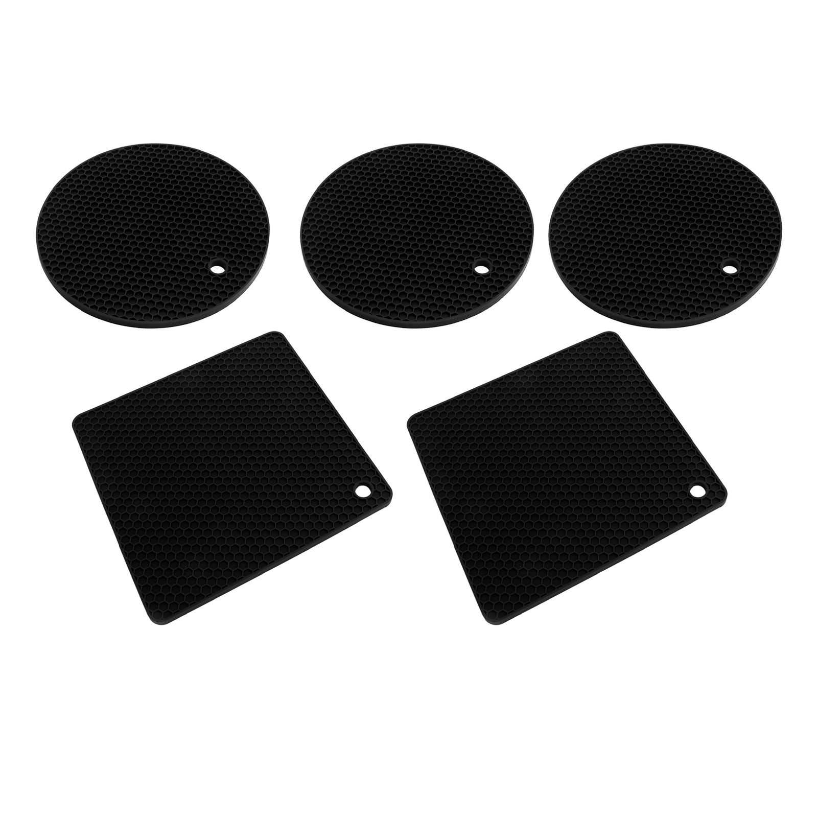 5Pcs Silicone Trivet Mat Square Round Honeycomb Hot Pad Non Slip Heat view 5