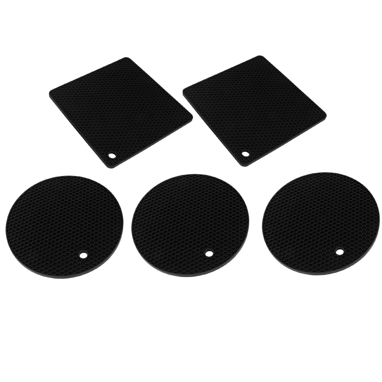 5Pcs Silicone Trivet Mat Square Round Honeycomb Hot Pad Non Slip Heat view 7