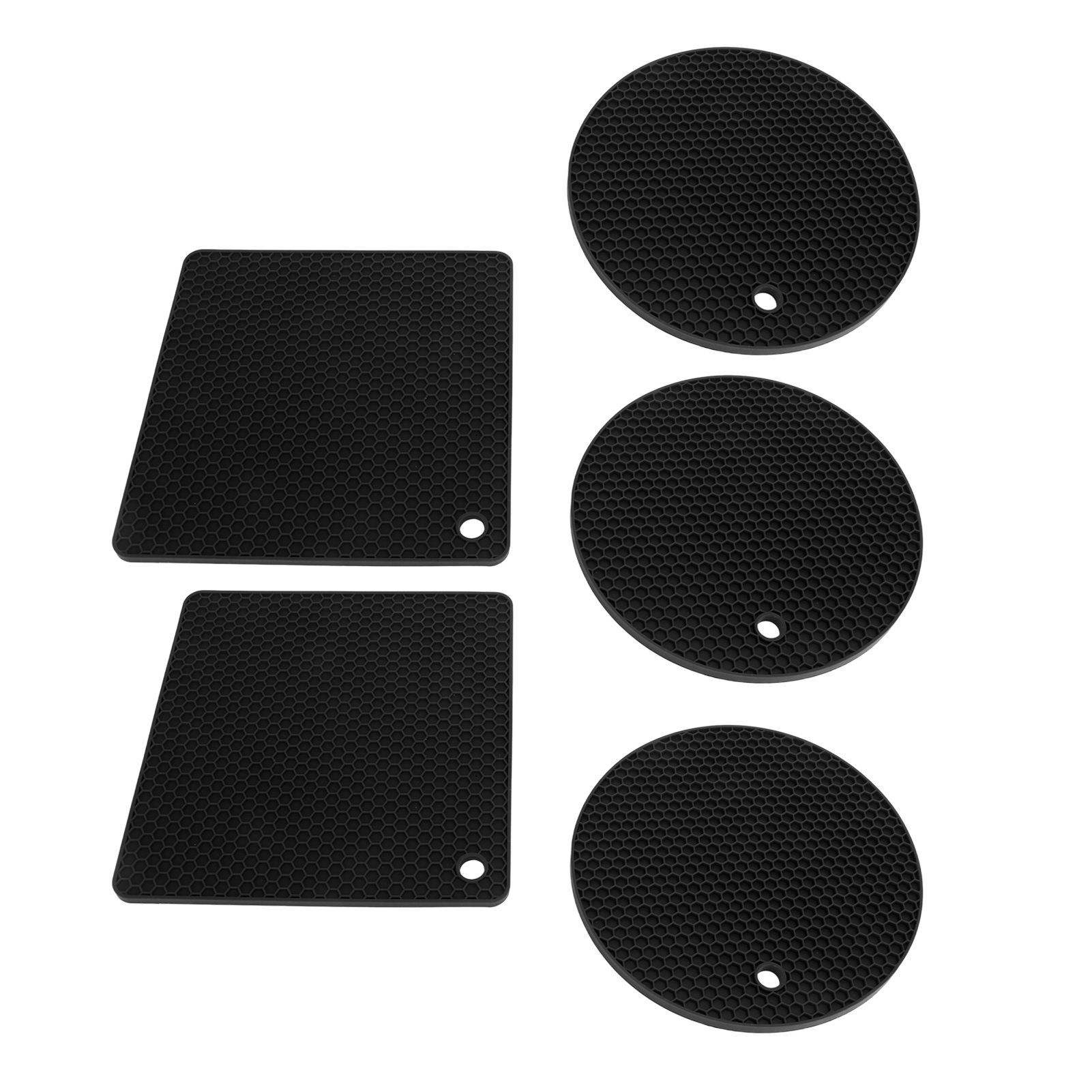 5Pcs Silicone Trivet Mat Square Round Honeycomb Hot Pad Non Slip Heat view 8