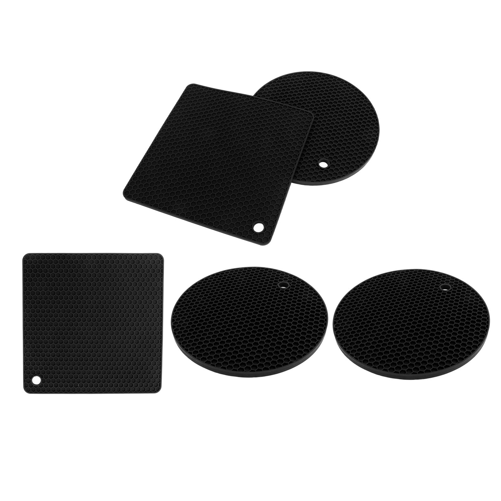 5Pcs Silicone Trivet Mat Square Round Honeycomb Hot Pad Non Slip Heat view 9
