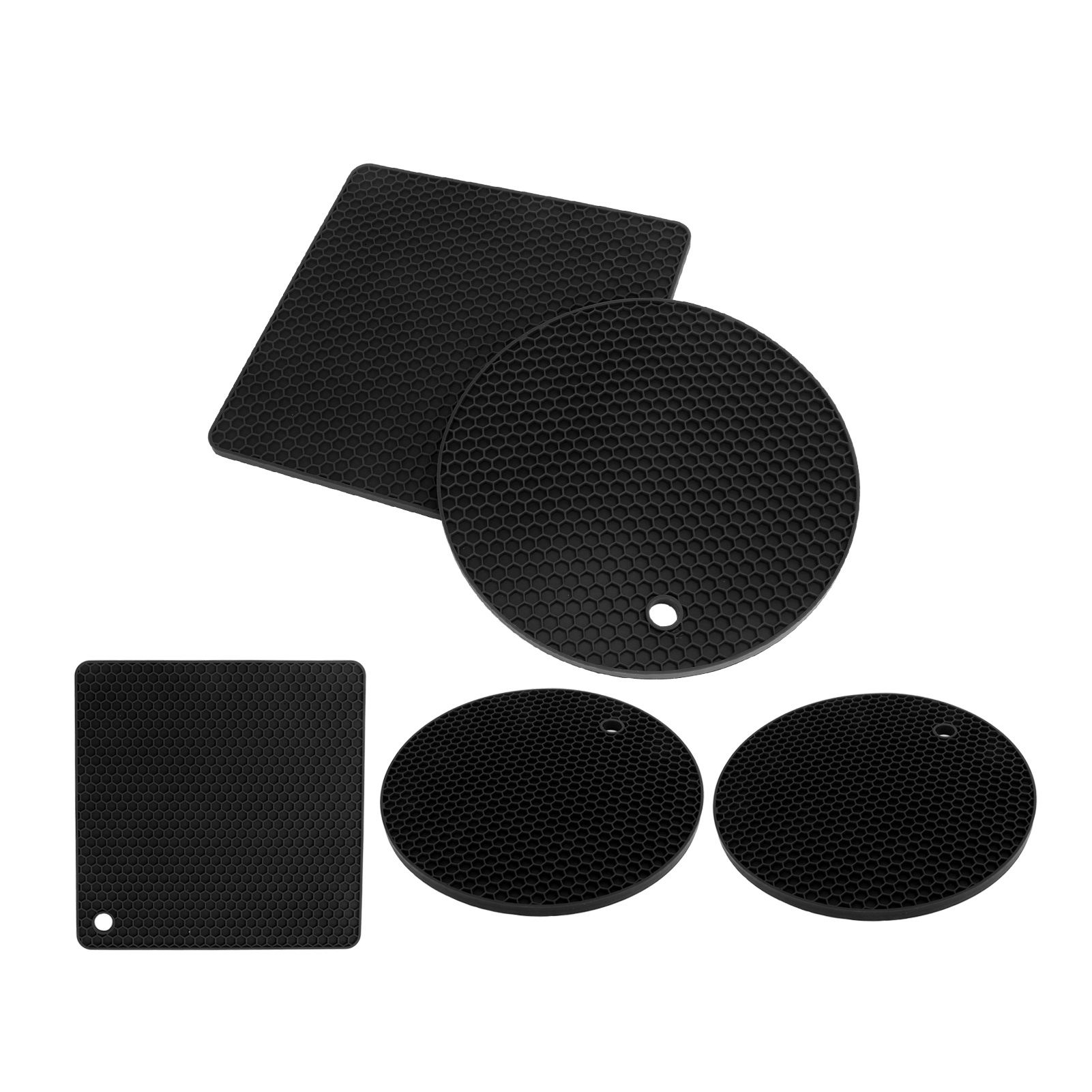 5Pcs Silicone Trivet Mat Square Round Honeycomb Hot Pad Non Slip Heat view 10