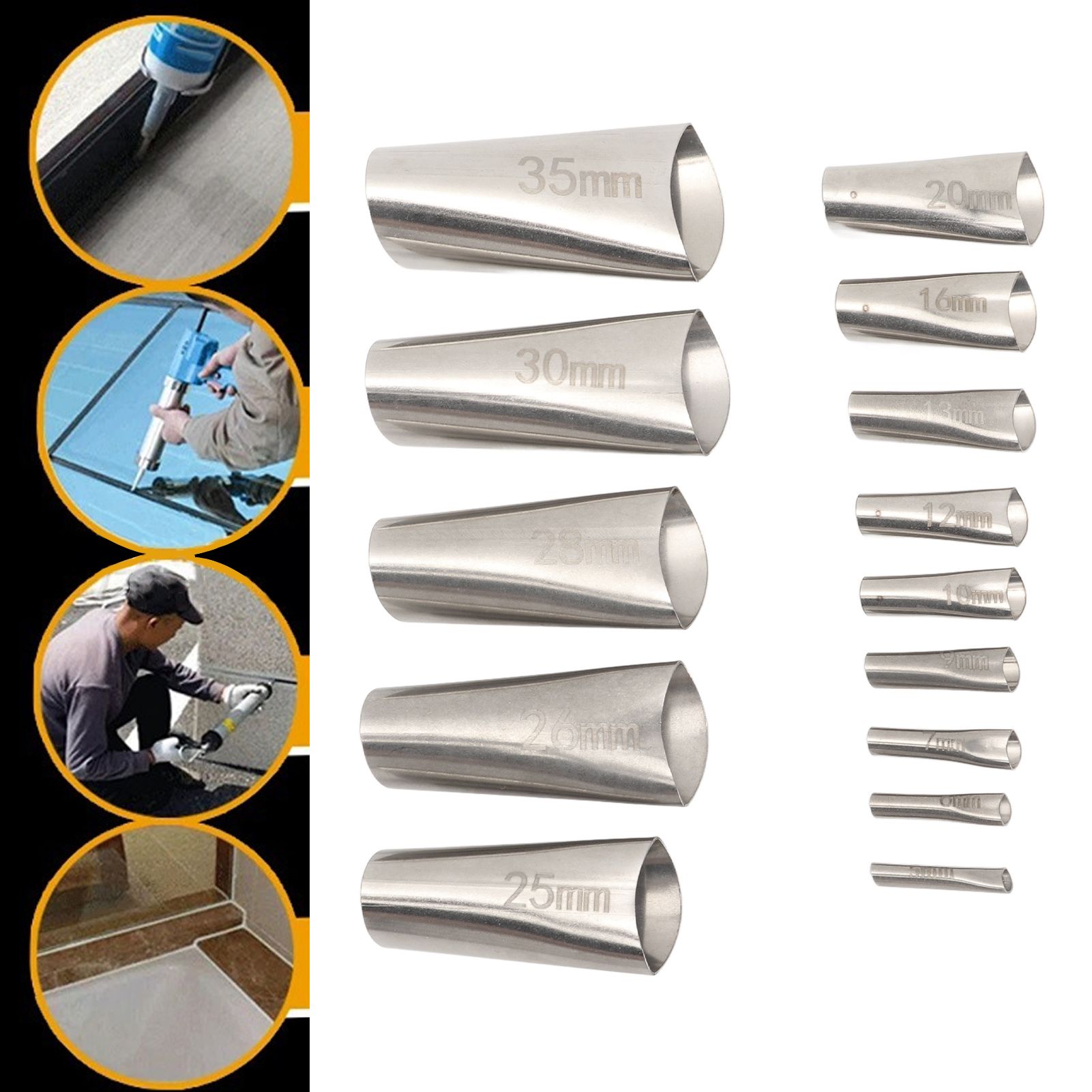 14pcs Caulking Nozzle Applicator 45 Degree Professional Stainless Steel view 11